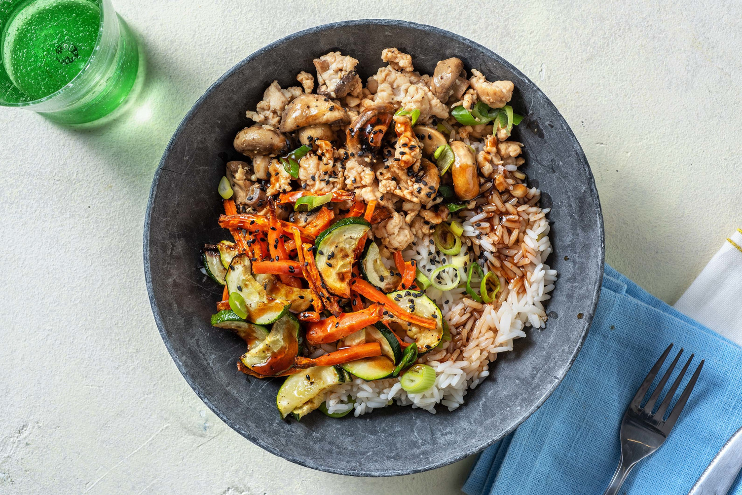 Bols de dinde style bibimbap faibles en calories
