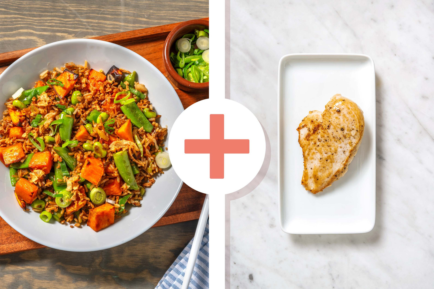 Bols de riz grillé et de poitrines de poulet