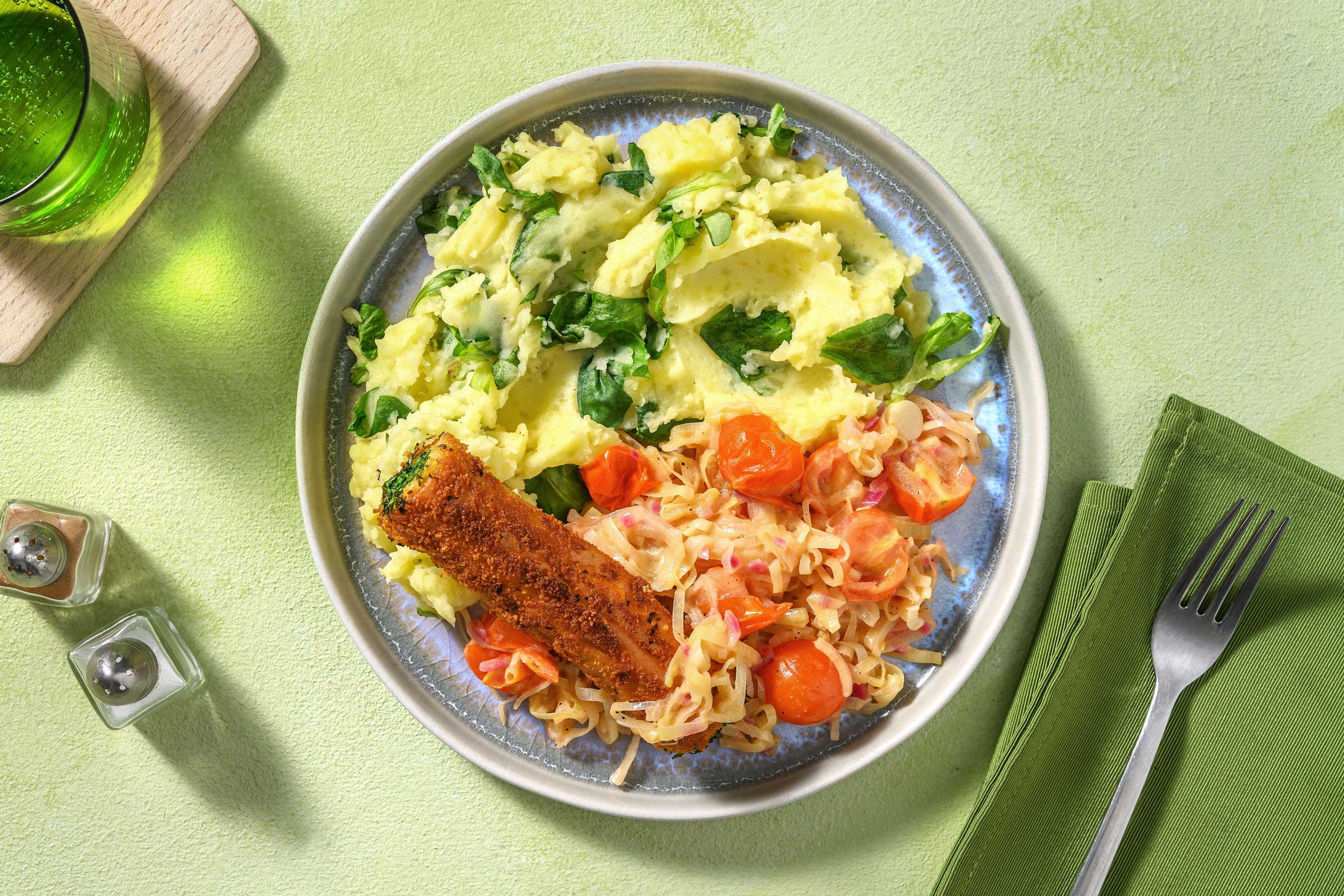 Cheese Boomstammetje with Lamb's Lettuce Stamppot