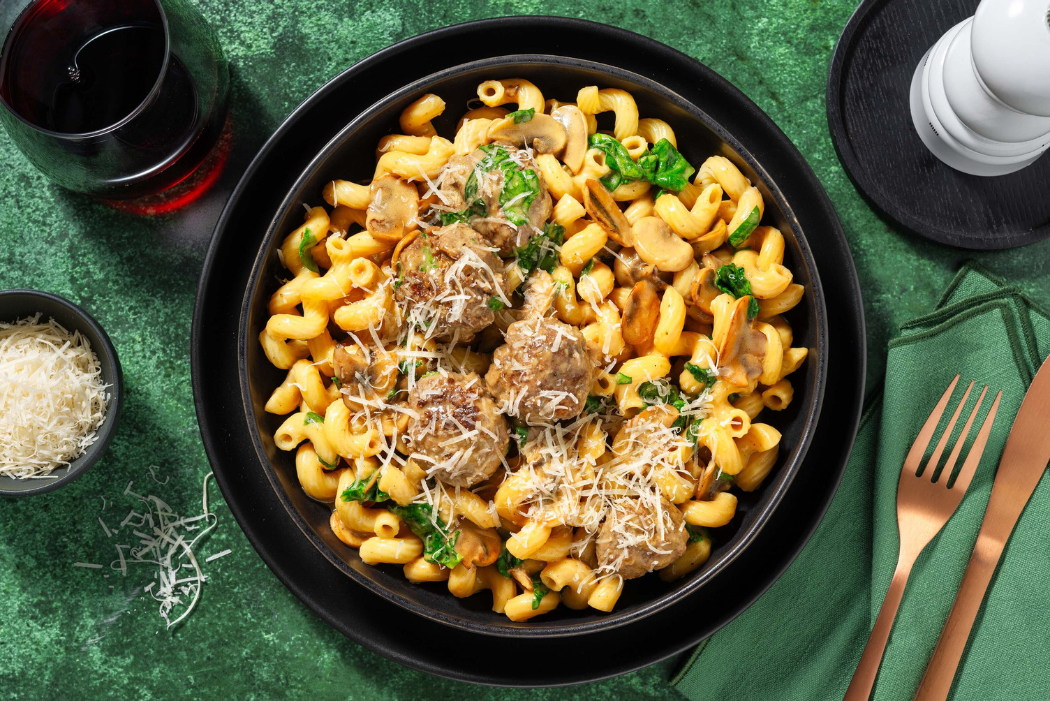 Bison Meatballs and Cavatappi