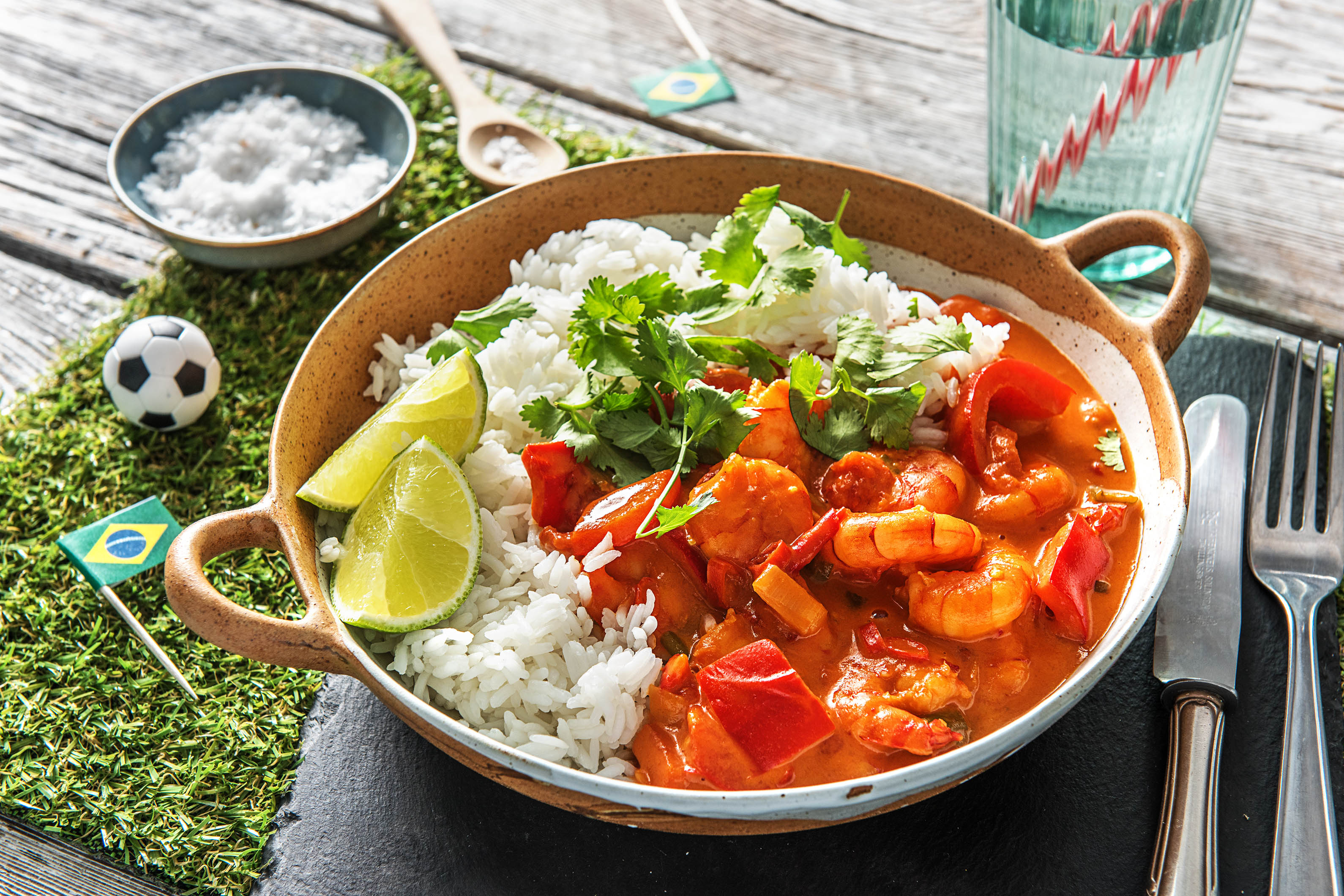 Brasilianisches Kokos-Limetten-Curry mit Garnelen