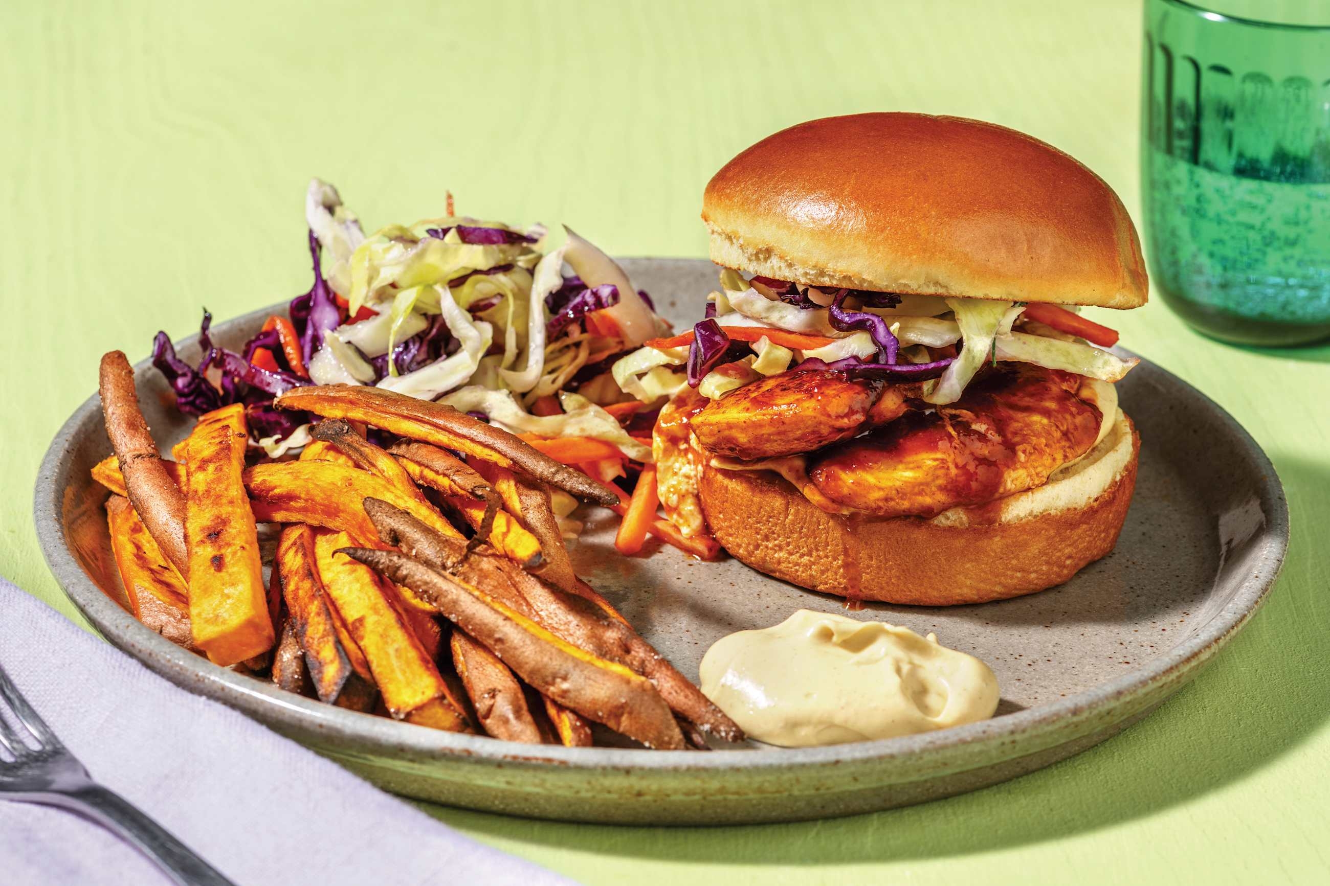Buffalo-Style Chicken Burger & Fries