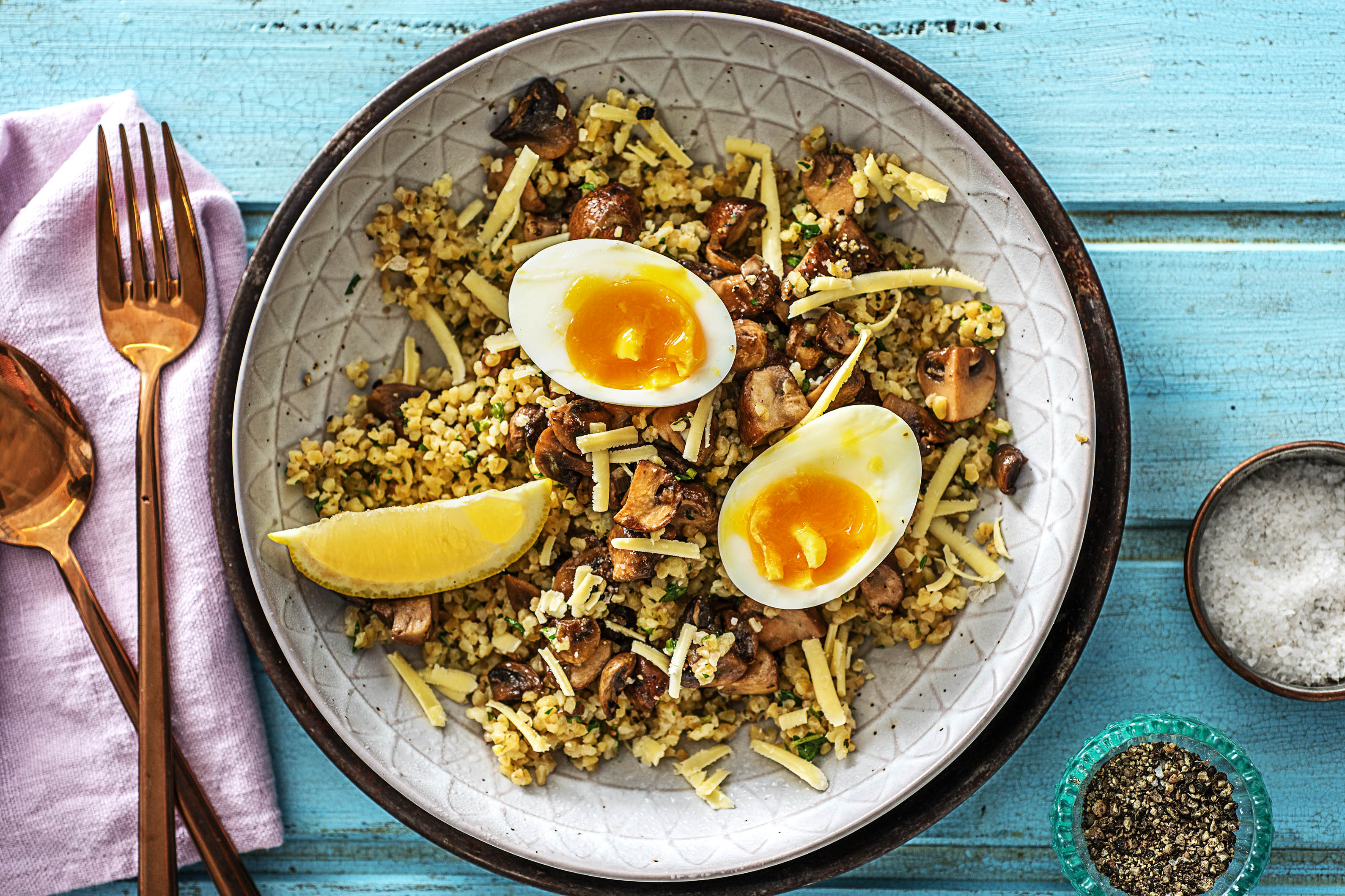 Boulgour aux champignons poêlés