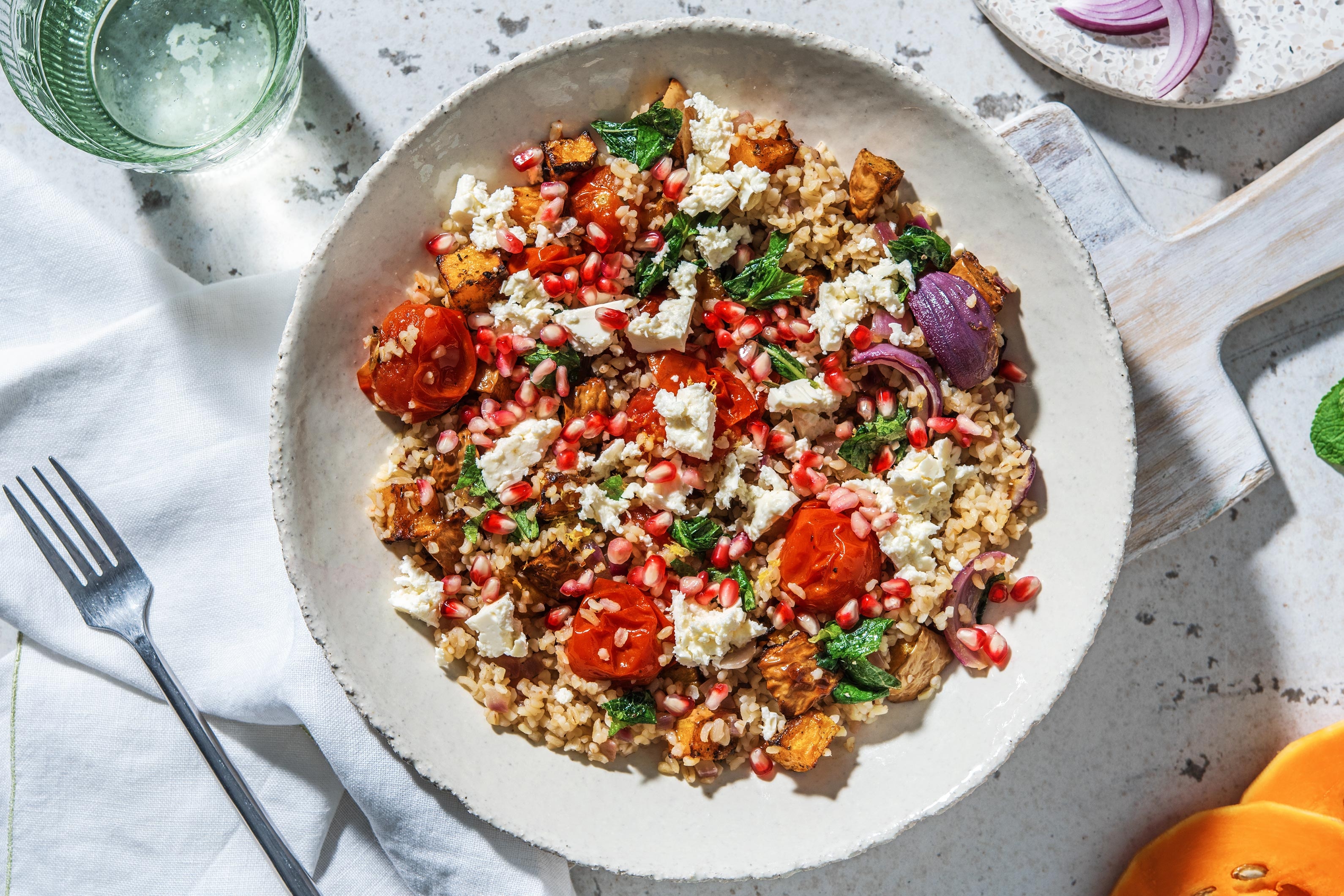Bulgur Salad and Roasted Butternut Squash