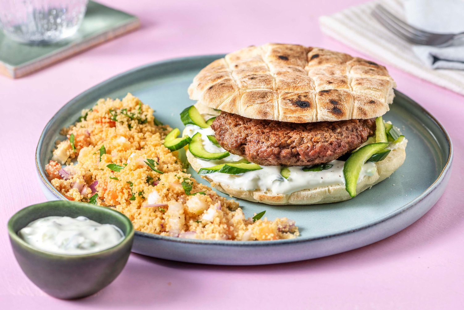 Veal Burger with Homemade Tzatziki