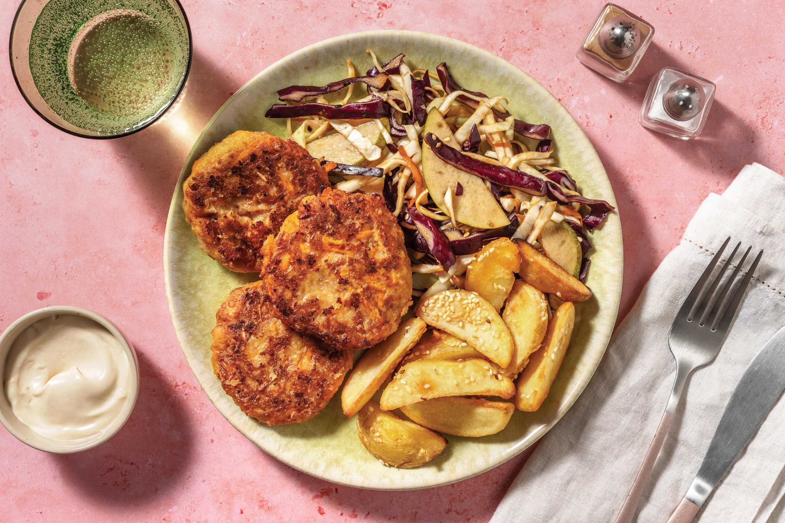 Red Kidney Bean Patties & Japanese Slaw