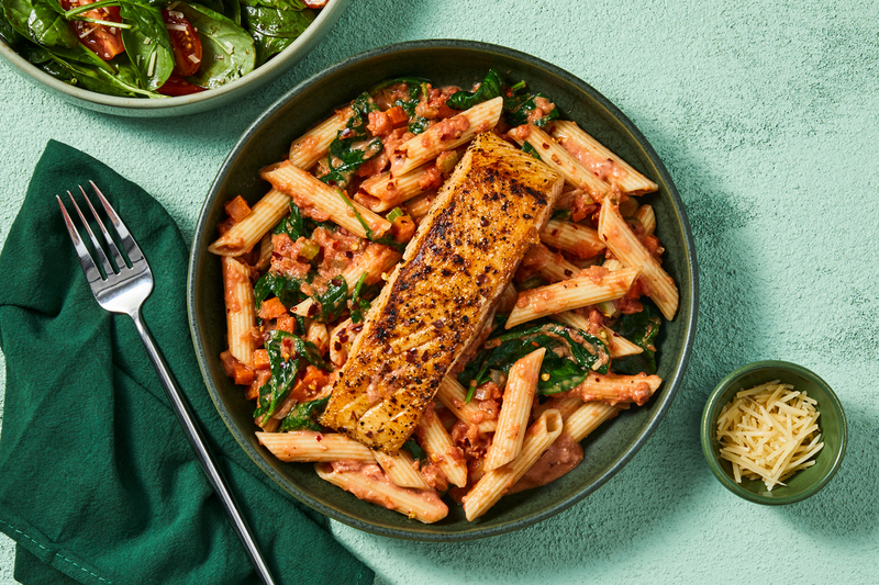 Rosy Salmon Penne Arrabiata