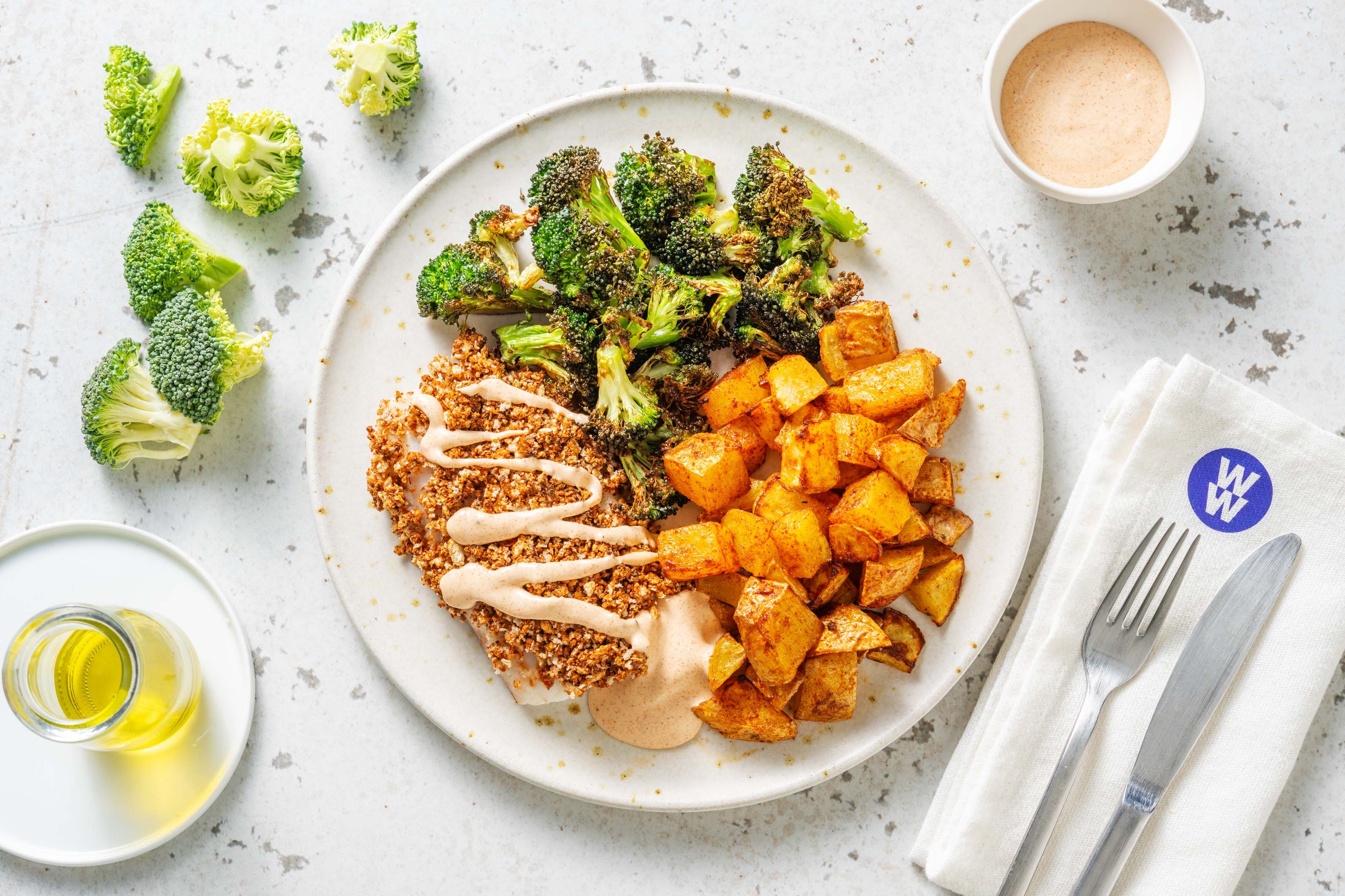 Cajun Crumbed Cod and Paprika Potatoes