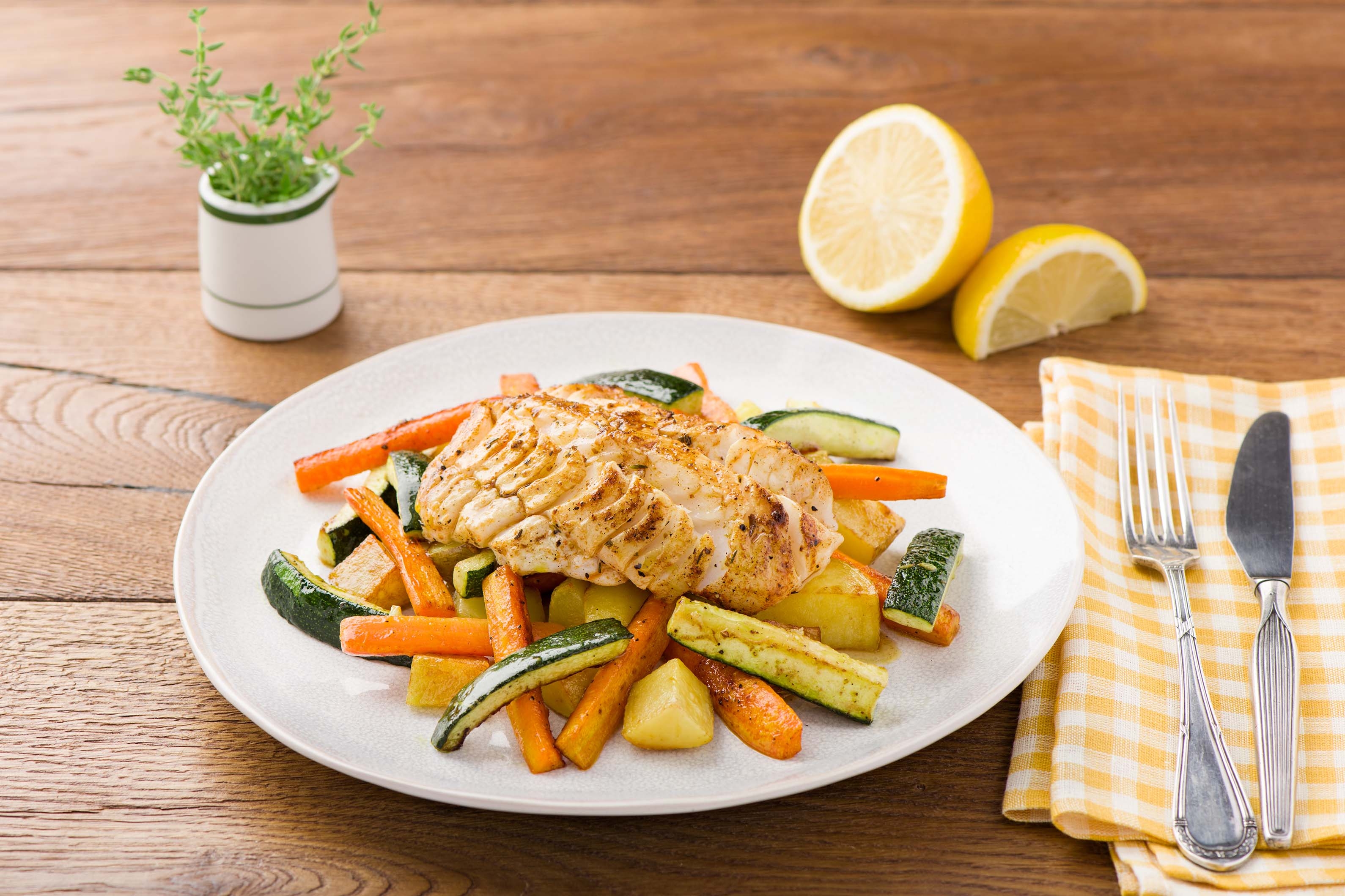 Cajun Lemon Cod with Roasted Veggies
