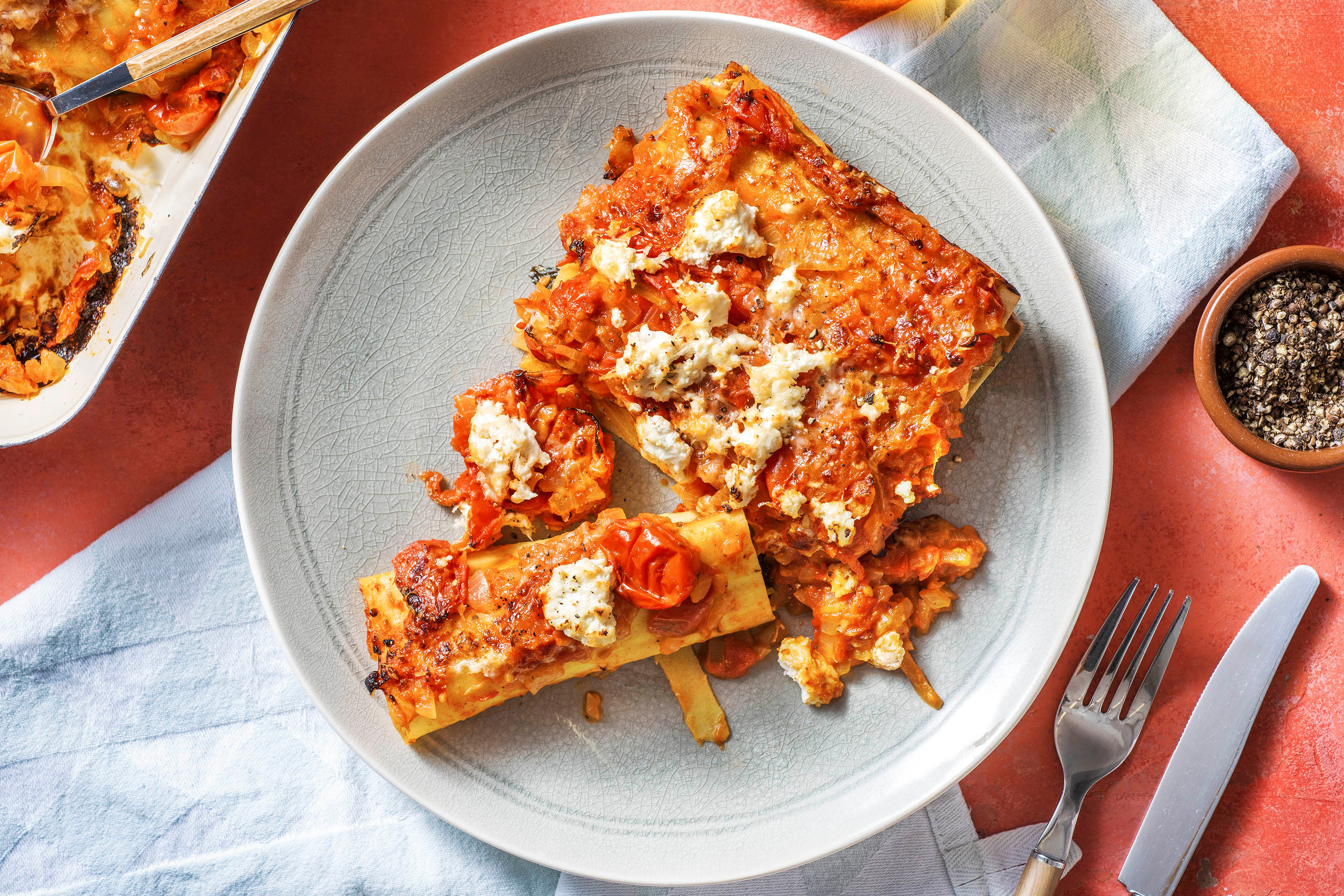 Cannelloni gevuld met boerengehakt en spinazie