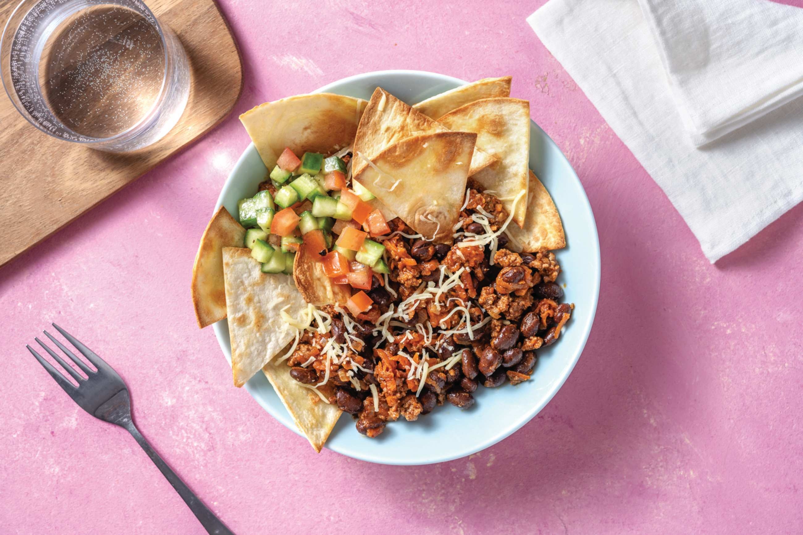 Caribbean Beef & Black Bean Chilli Nachos