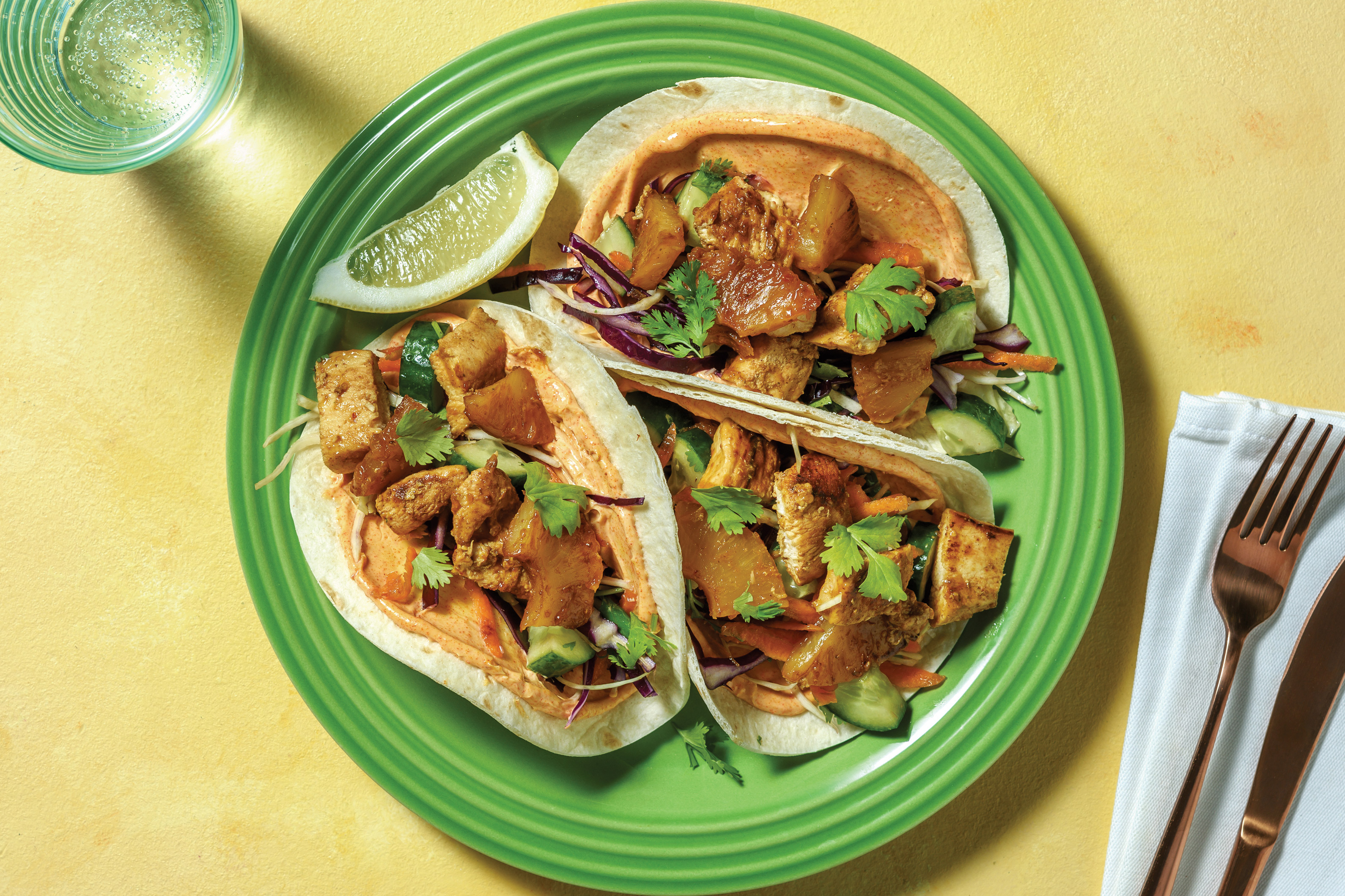 Caribbean-Spiced Chicken Tacos with Slaw & Smokey Aioli
