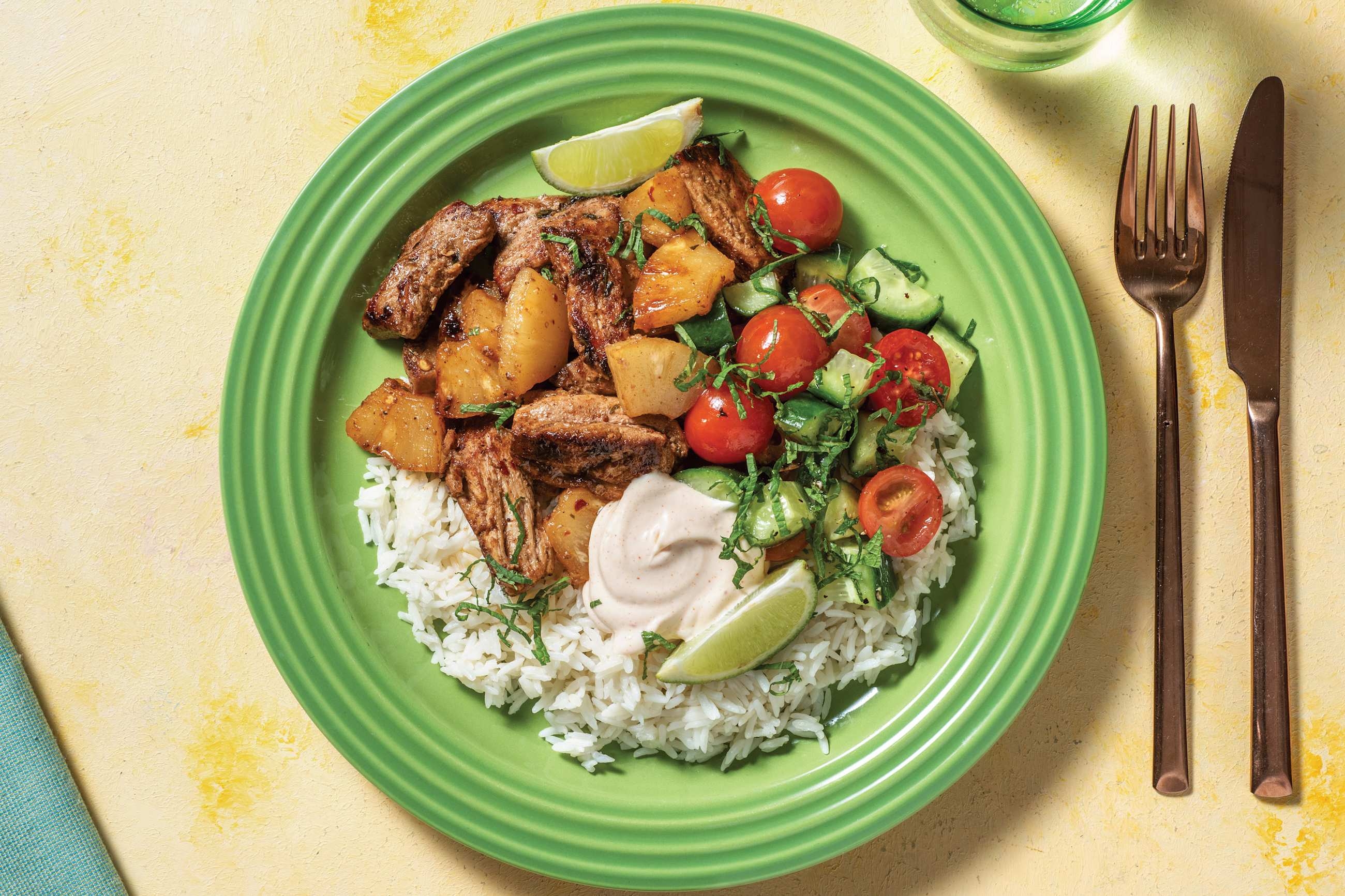 Caribbean Pork & Pineapple Rice Bowl