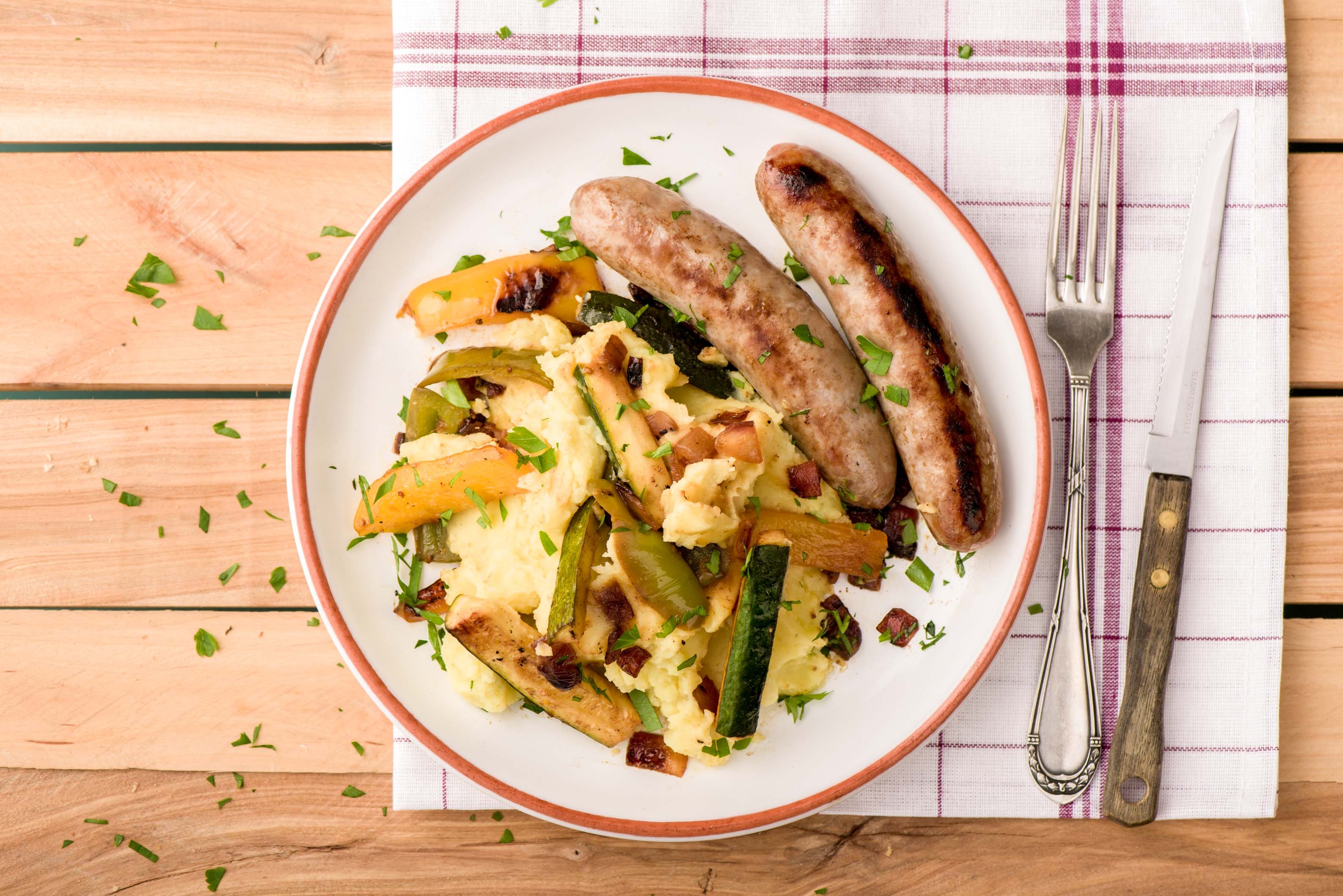 Caribbean Spicy Sausages with Roasted Veggies