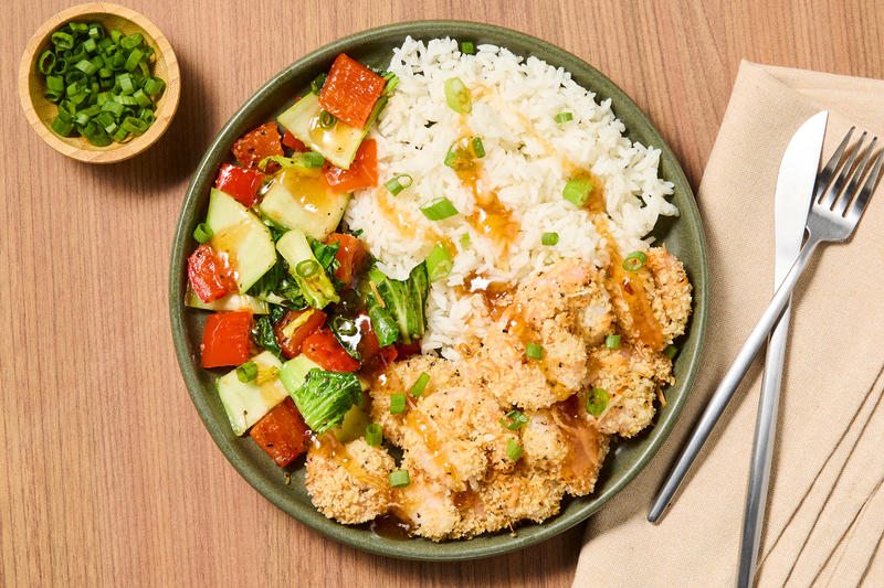 Doubles crevettes dorées à la noix de coco