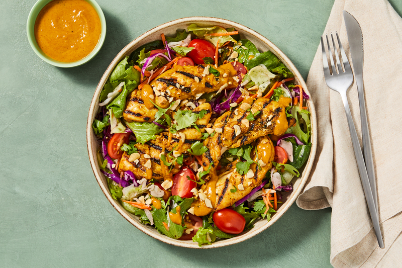 SuperQuick Grilled Chicken Satay Salad Bowls