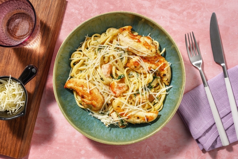 Linguines au poitrines de poulet façon tetrazzini