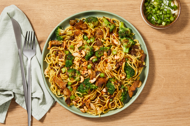 Plant-Based Protein Shred and Broccoli Chow Mein