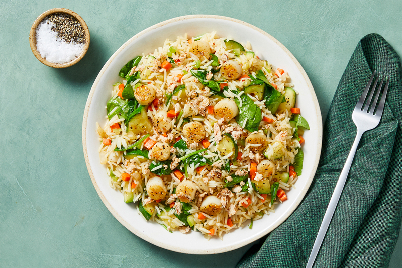 SuperQuick Scallops-and-Rice Skillet