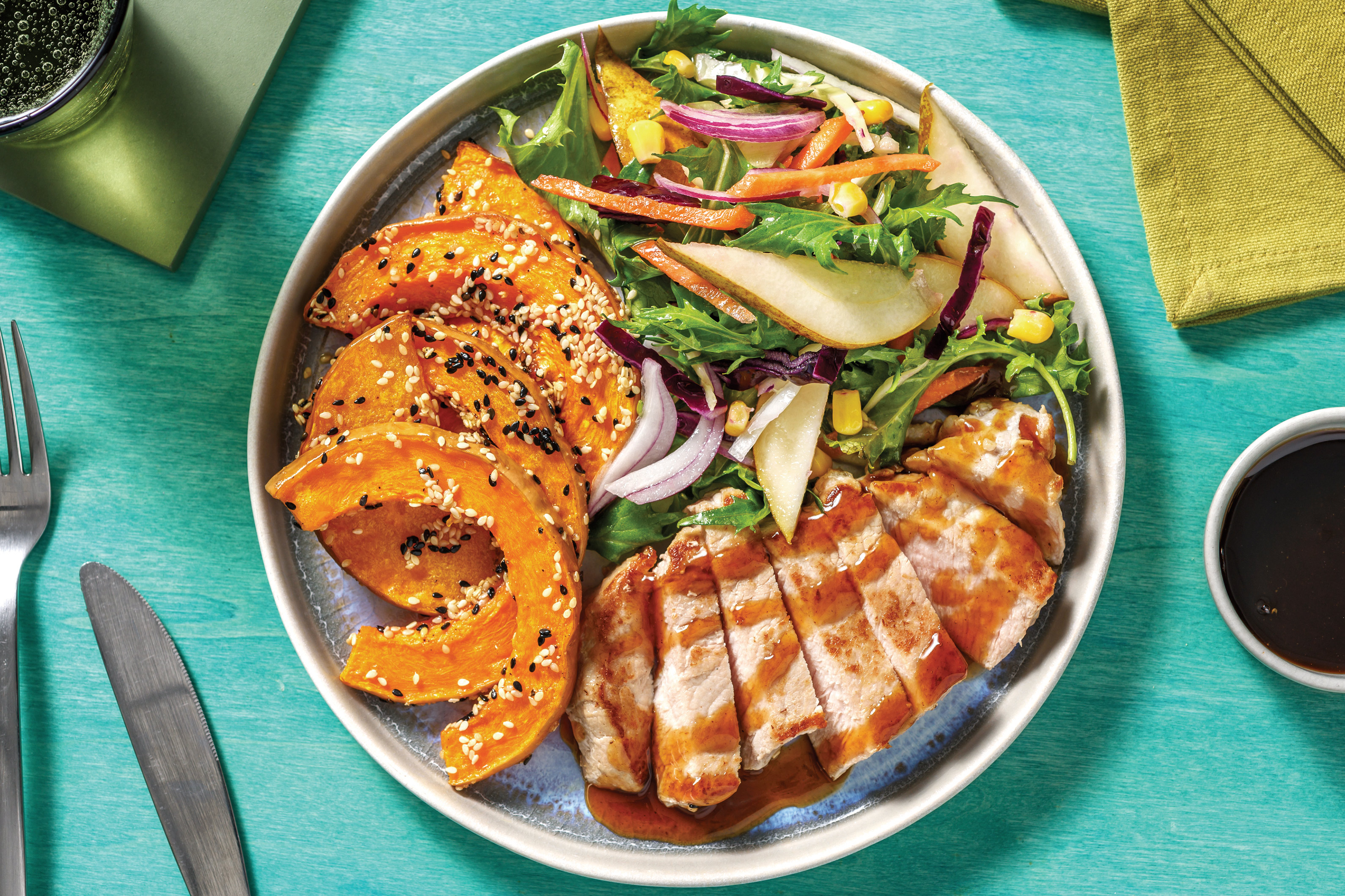Char Siu Pork & Sesame Pumpkin Wedges