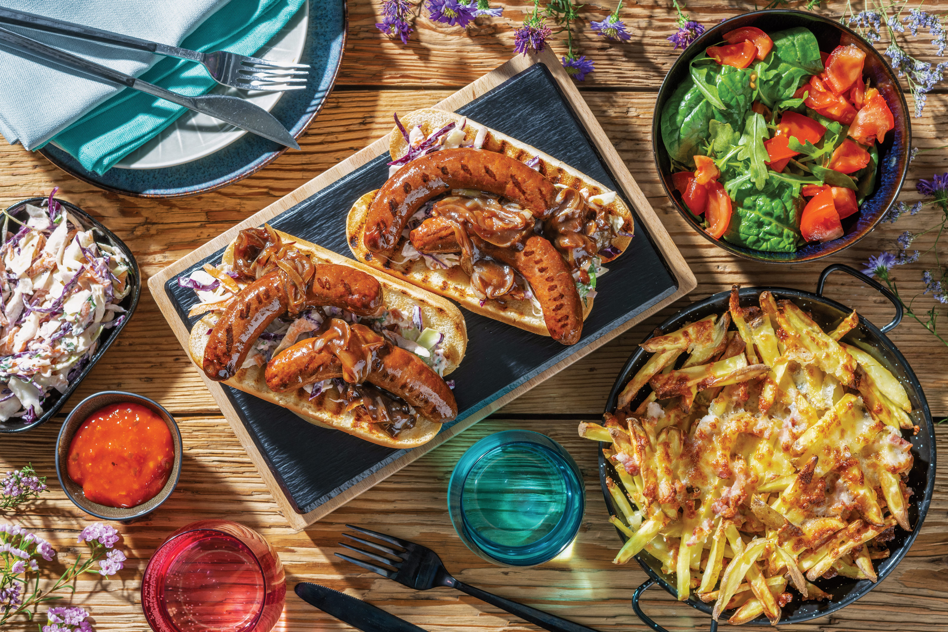 Chargrilled Beef Hotdogs & Mustard Slaw