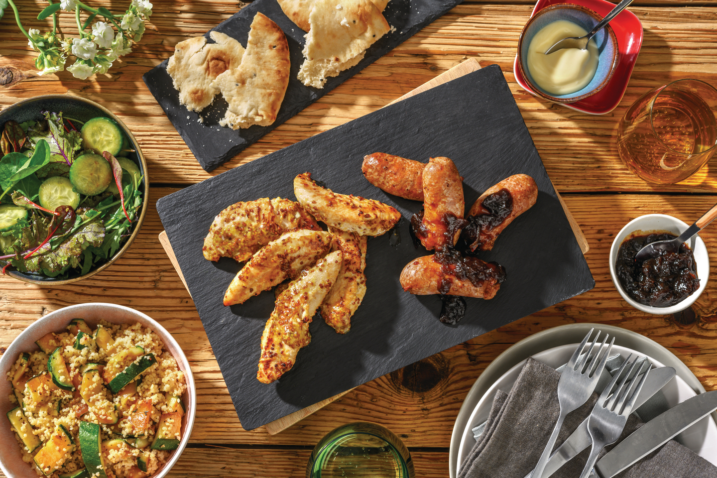 Chargrilled Honey-Mustard Chicken & Lamb Chipolatas