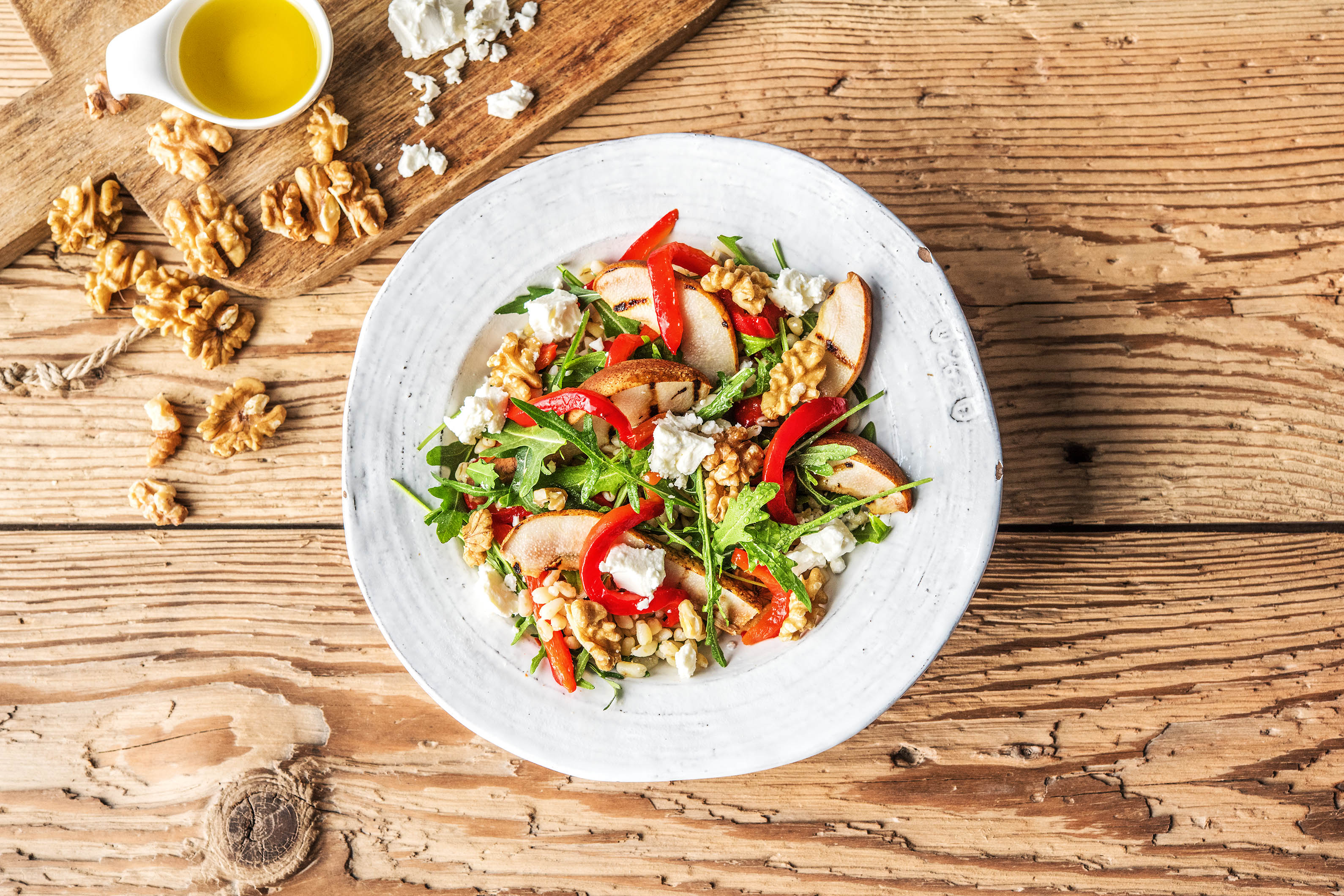 Warm Pear, Walnut and Barley Salad