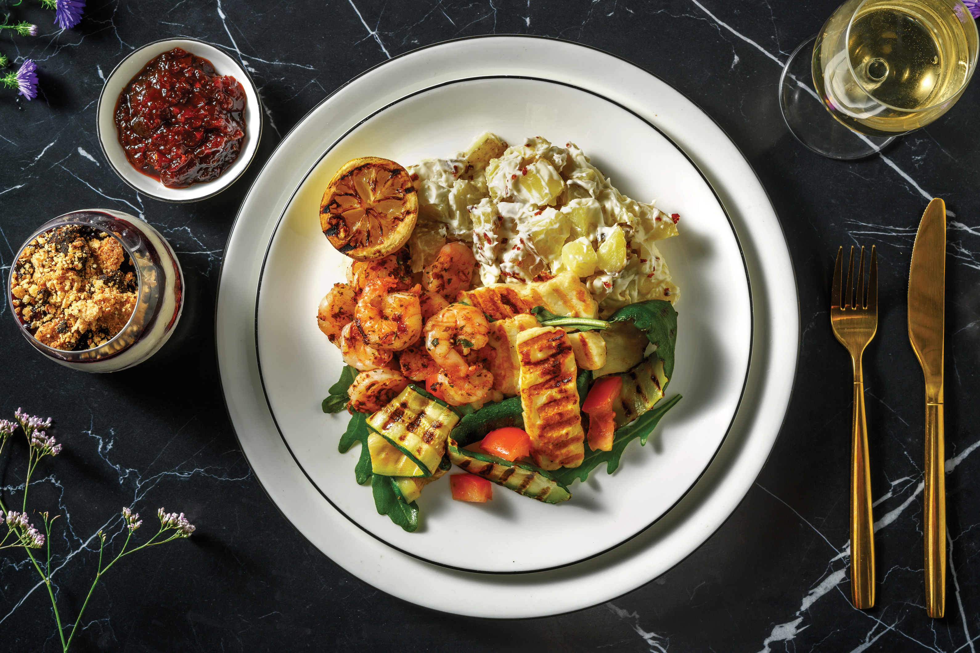Grilled Prawns & Creamy Potatoes for Dinner