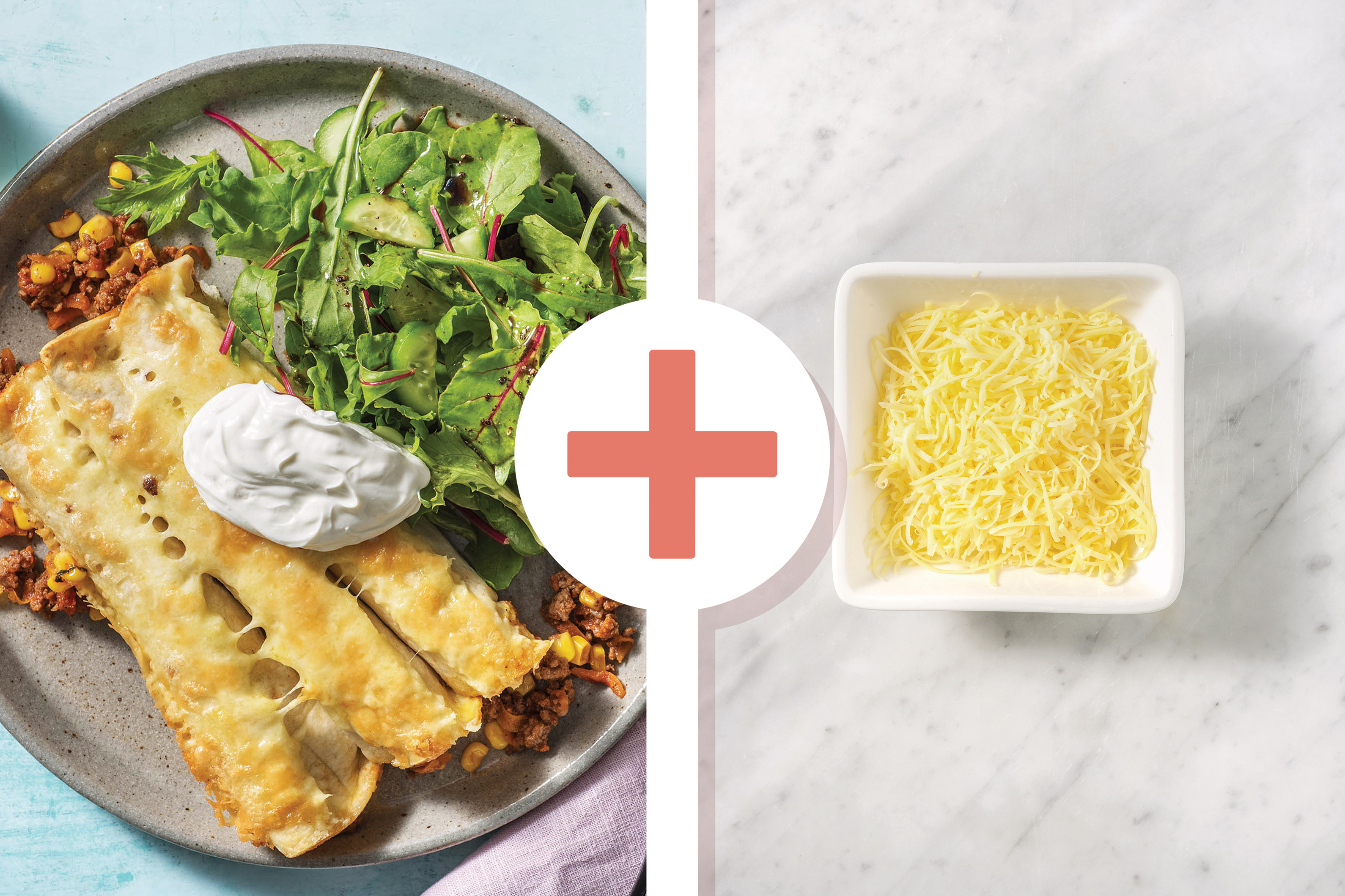 Cheesy Beef & Corn Enchiladas