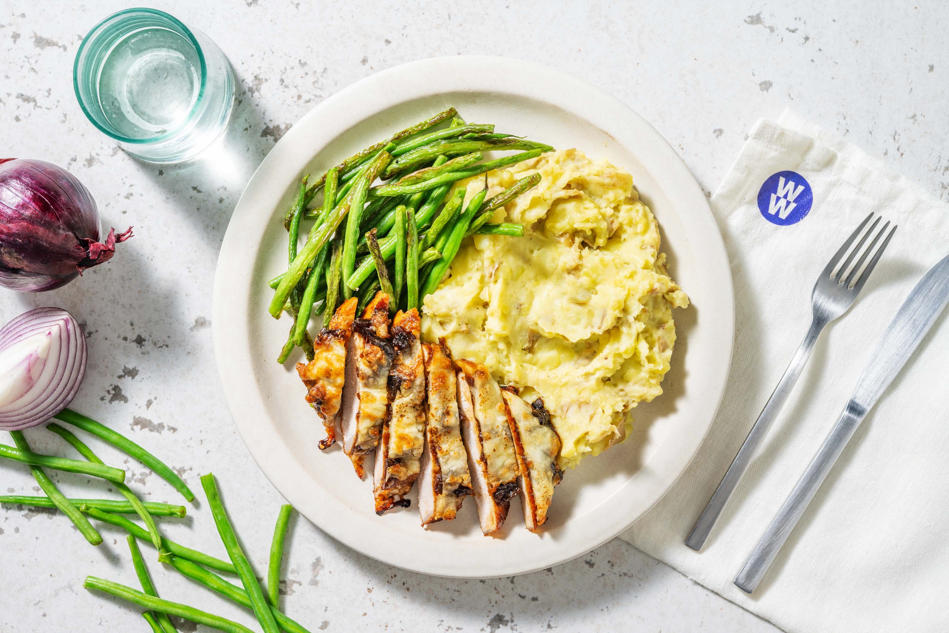 Cheese and Caramelised Onion Pork Steaks
