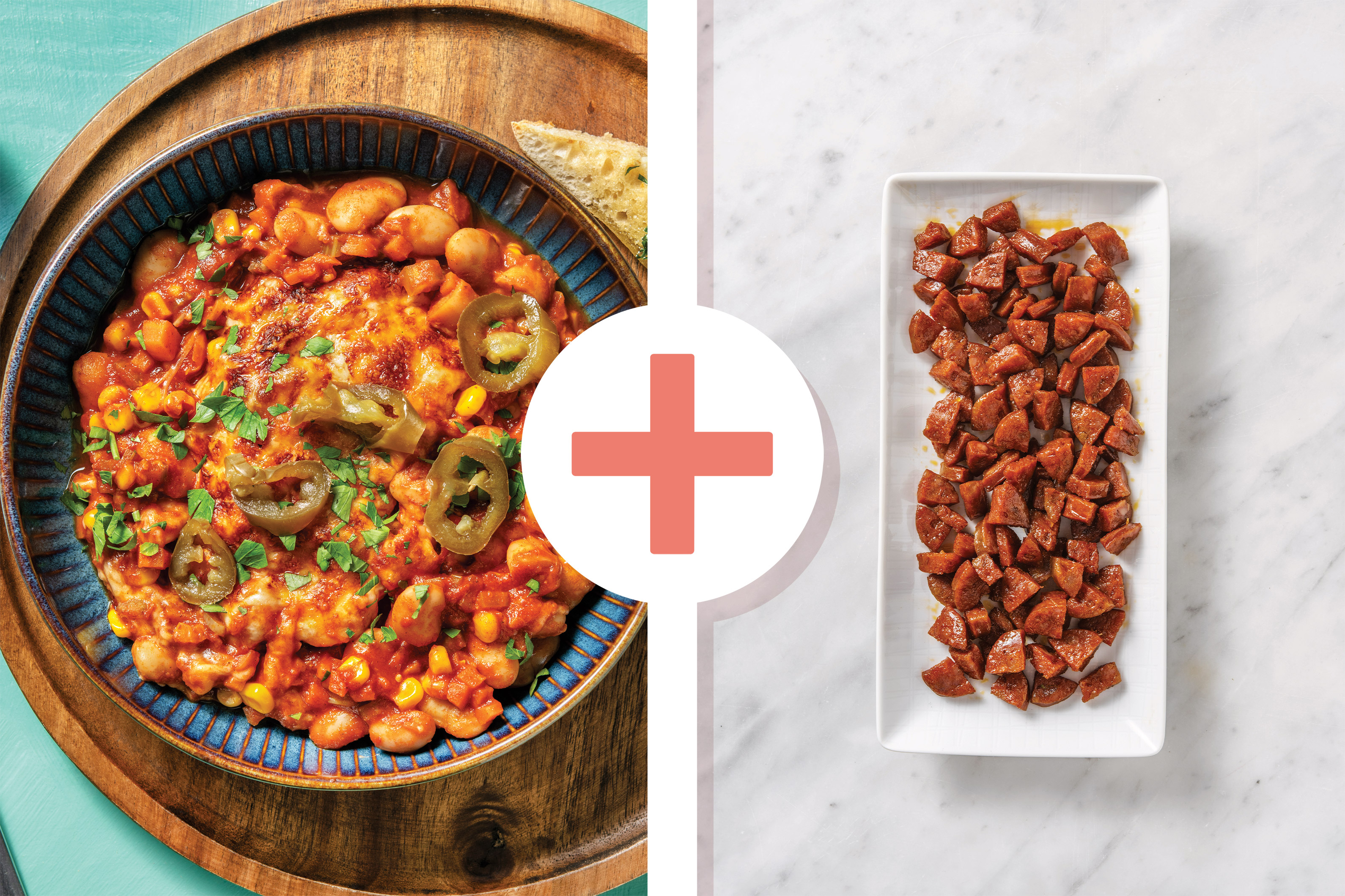 BBQ Kidney Bean, Chorizo & Sweetcorn Bake