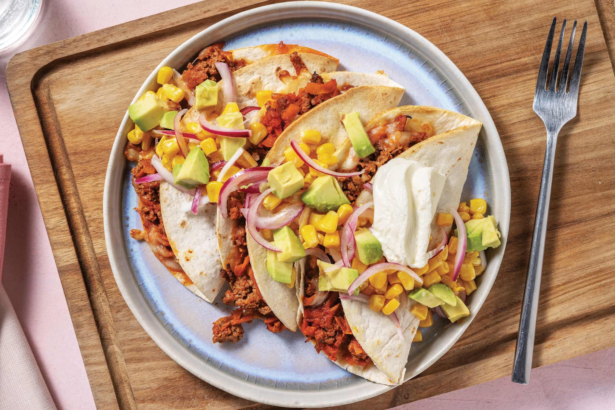 Cheesy BBQ Beef Quesadillas