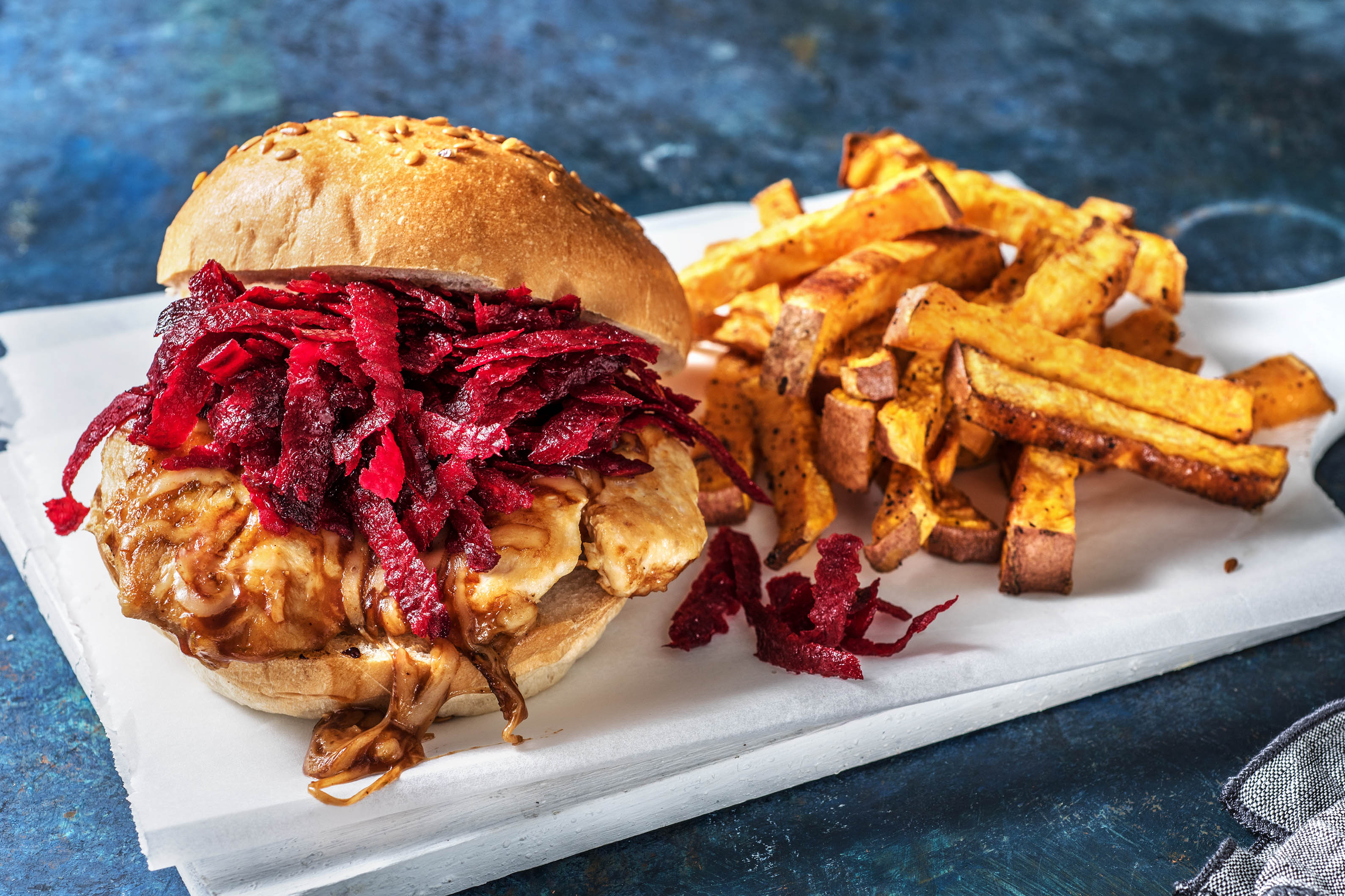 Cheesy BBQ Chicken Burger