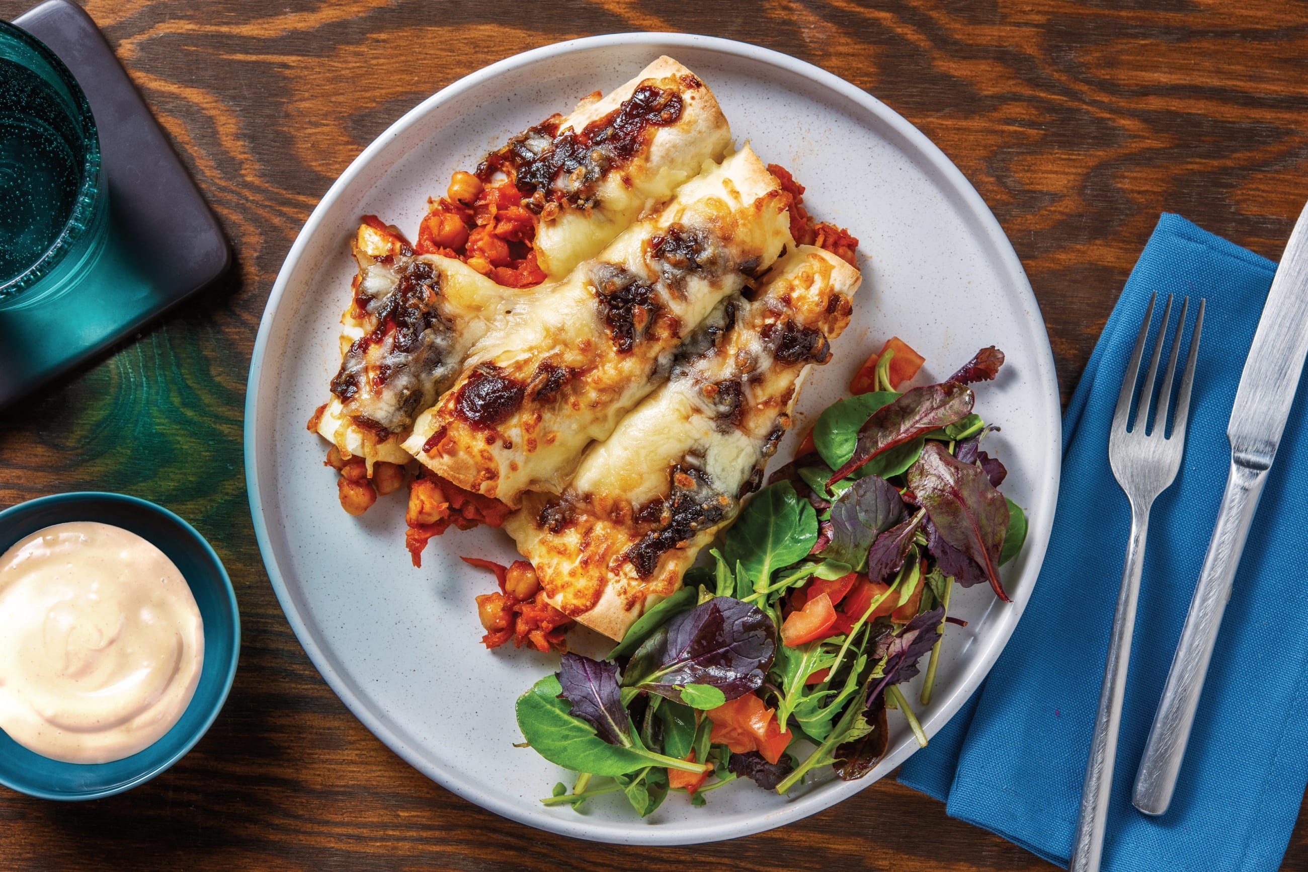 Smashed BBQ Chickpea Enchiladas