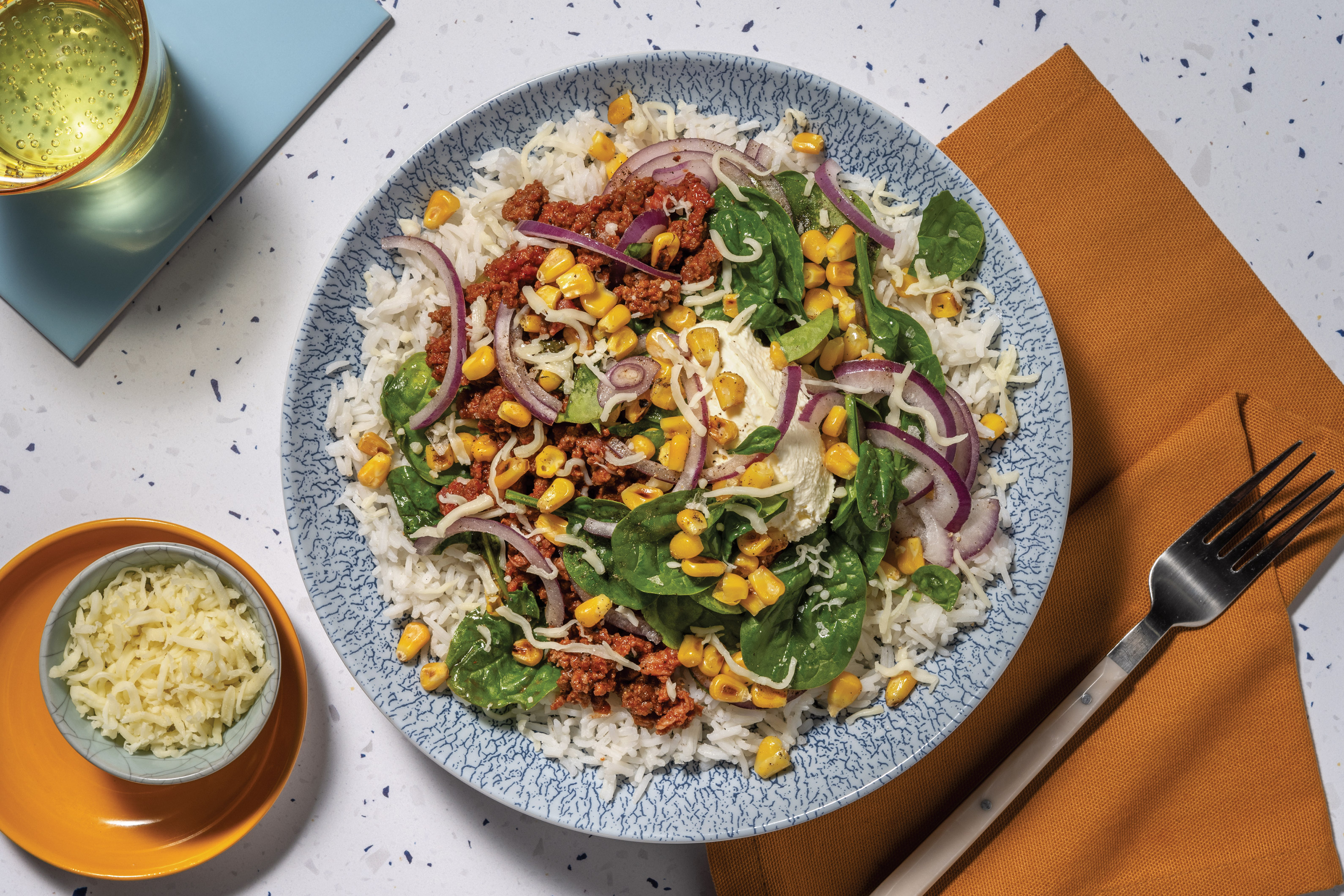 Cheesy Beef & Bacon Rice Bowl