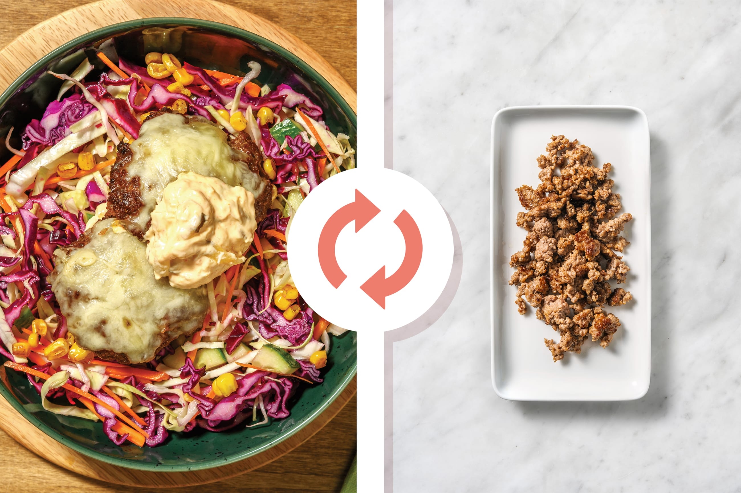 Cheesy Pork Bunless Burger Bowl