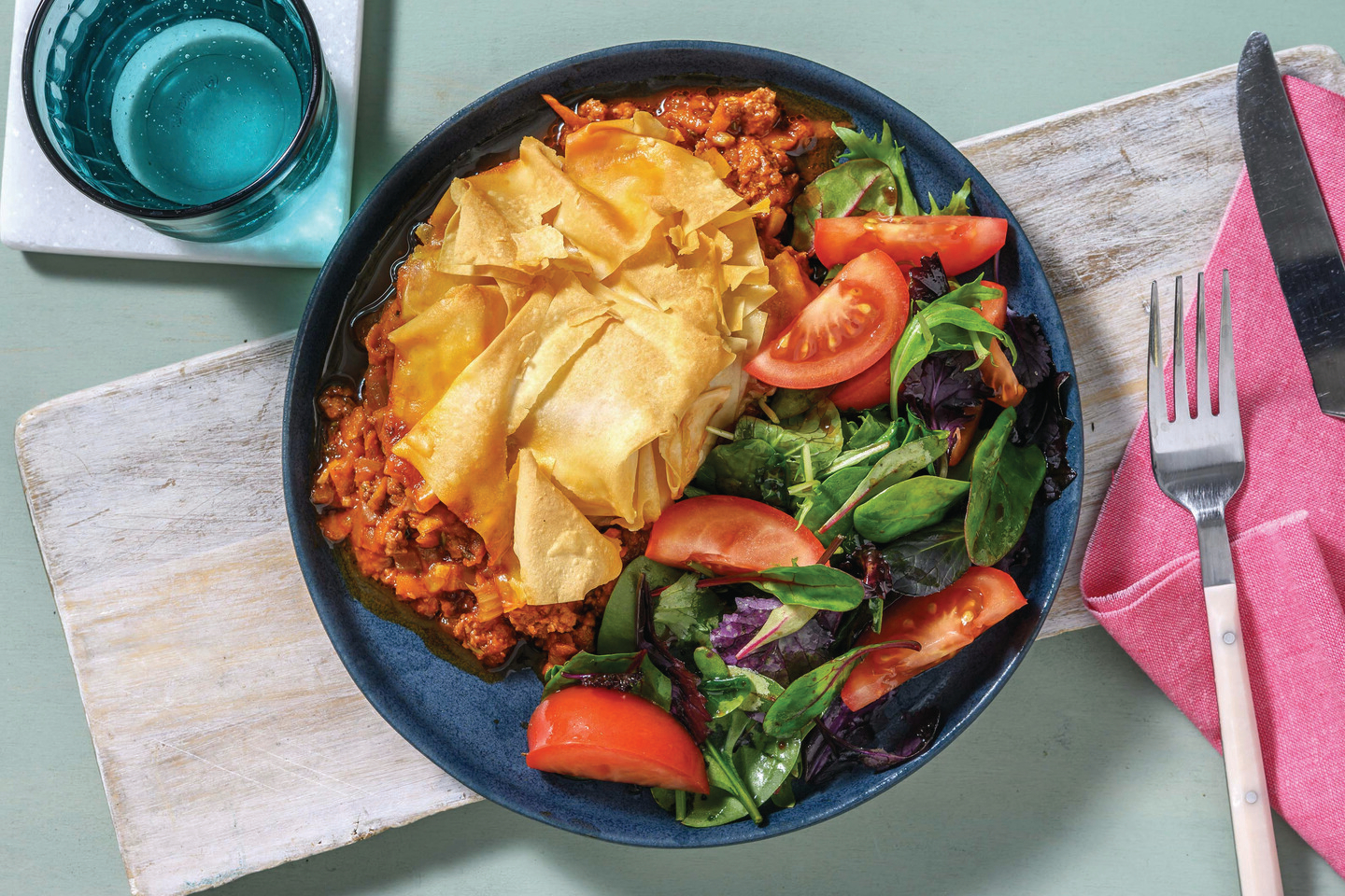 Cheesy Beef & Filo Pastry Pie