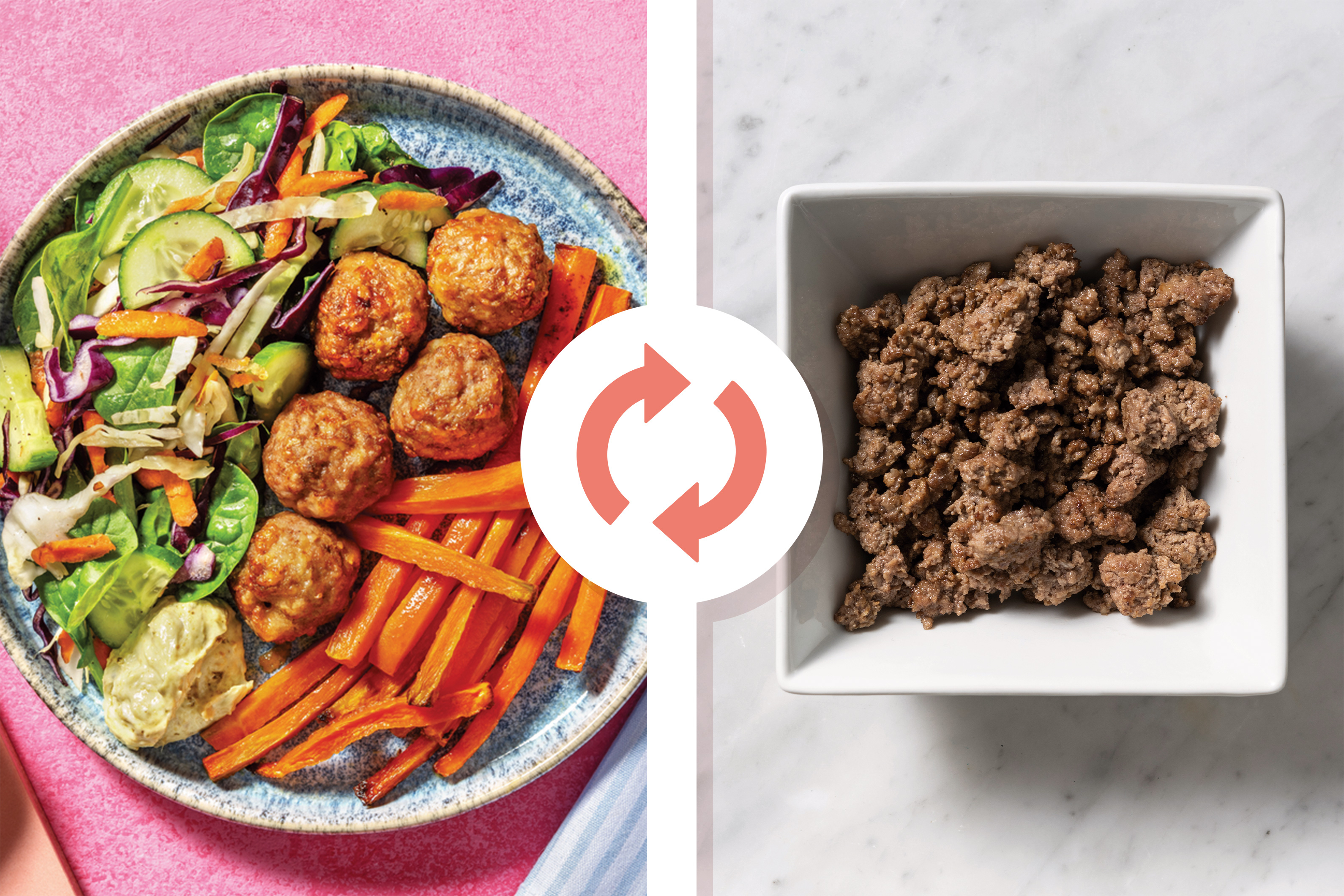 Cheesy Beef Meatballs & Carrot Fries