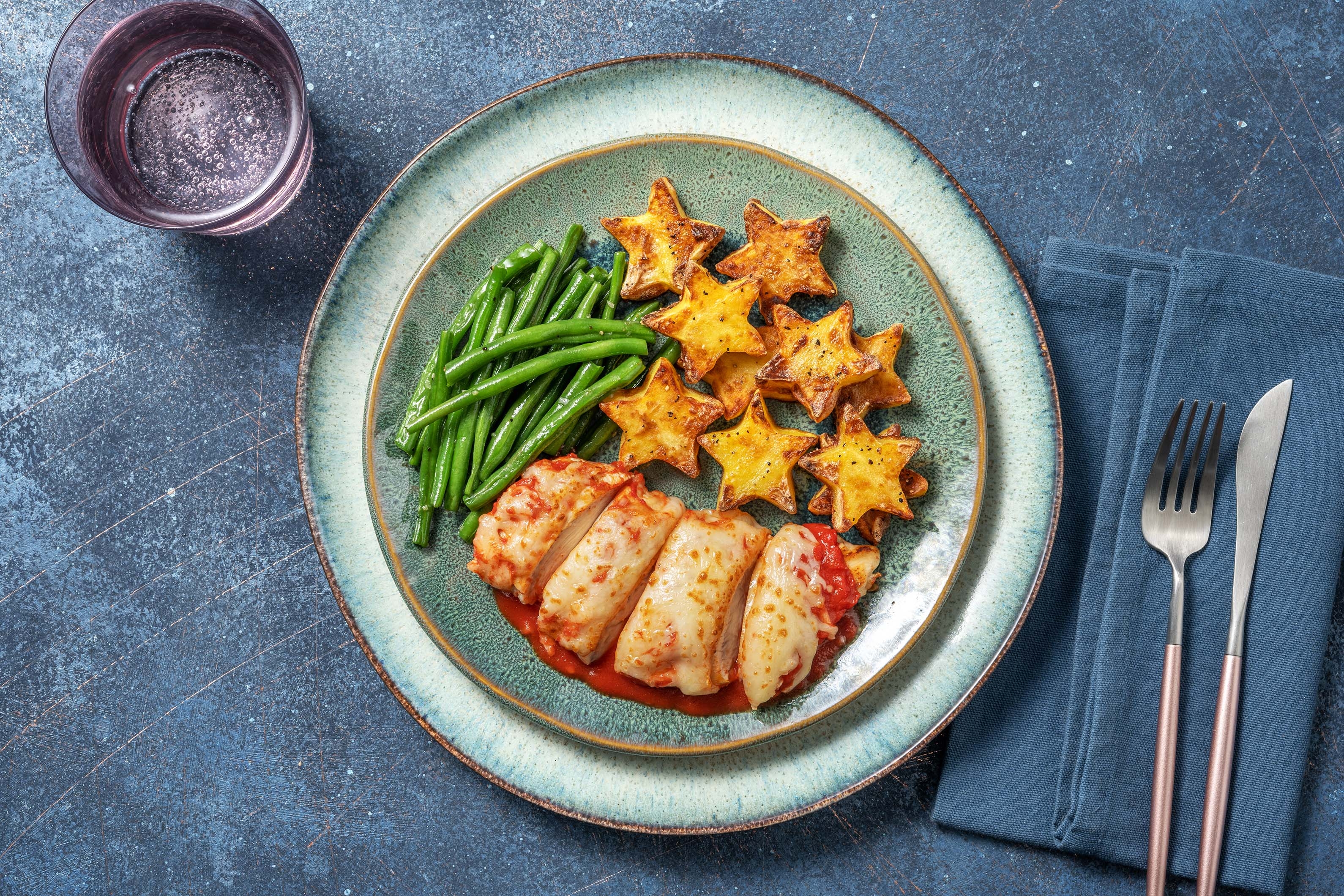 Cheesy Chicken in Tomato Sauce and 'Starchips'
