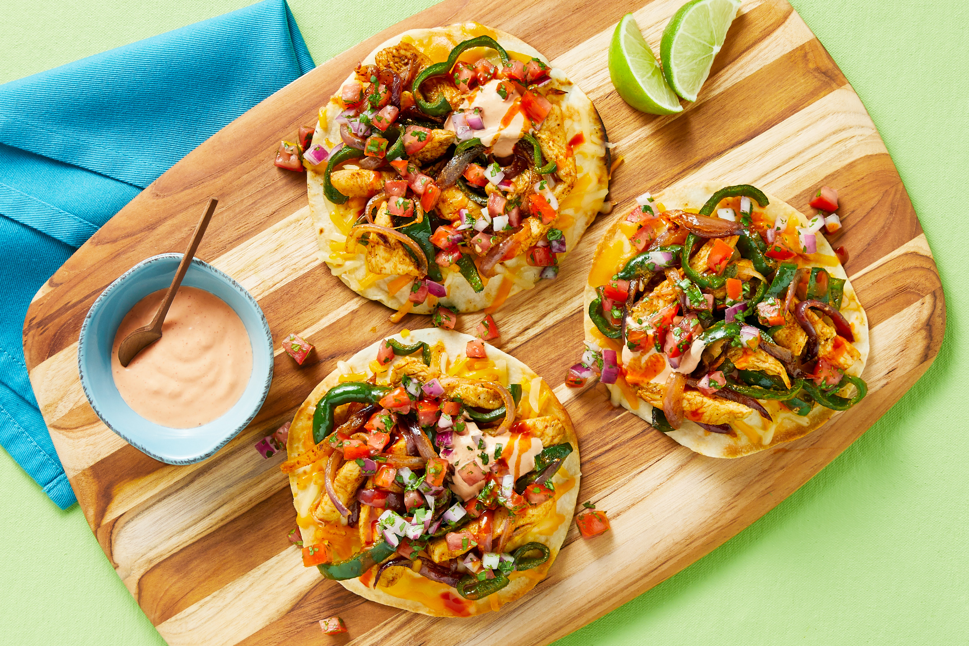 Cheesy Chicken & Poblano Tostadas