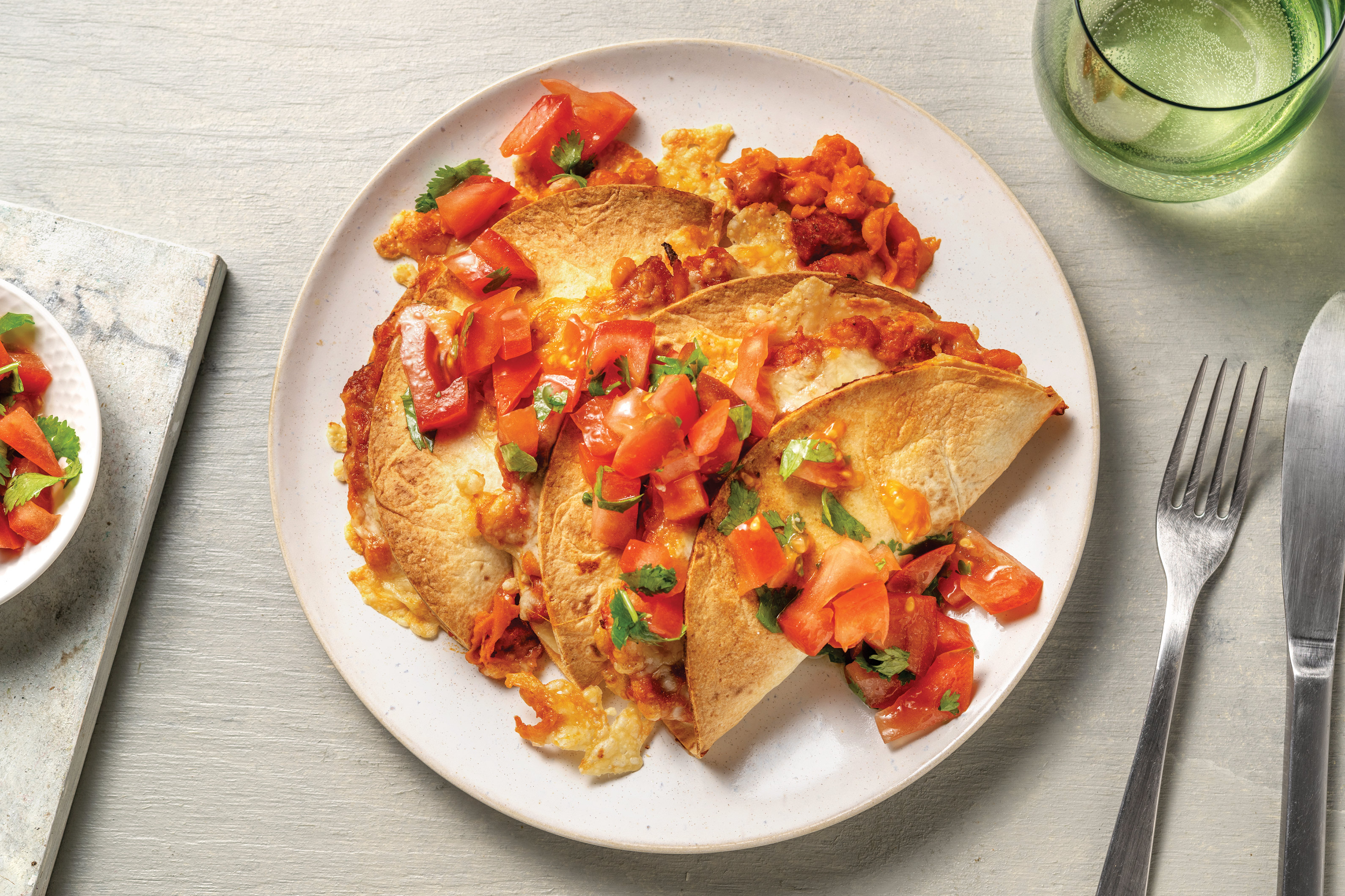 Cheesy Chorizo & Bean Quesadillas