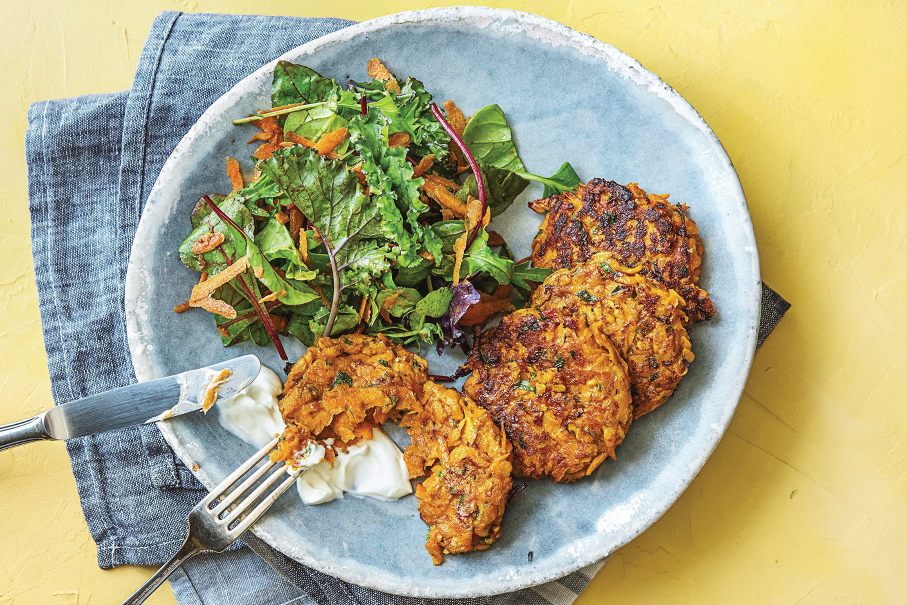 Cheesy Chorizo & Sweet Potato Fritters