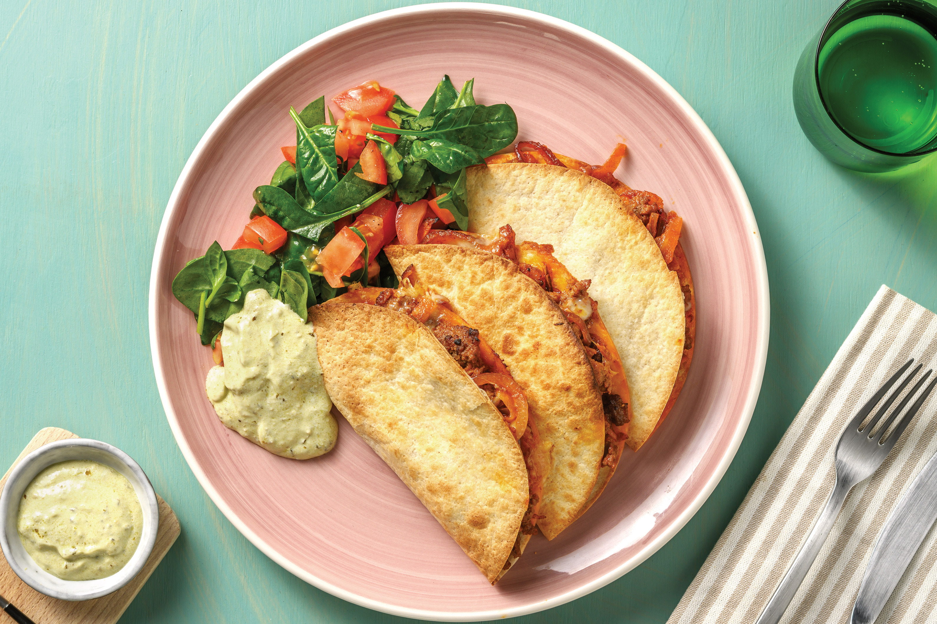 Cheesy Garlic & Herb Beef Quesadillas