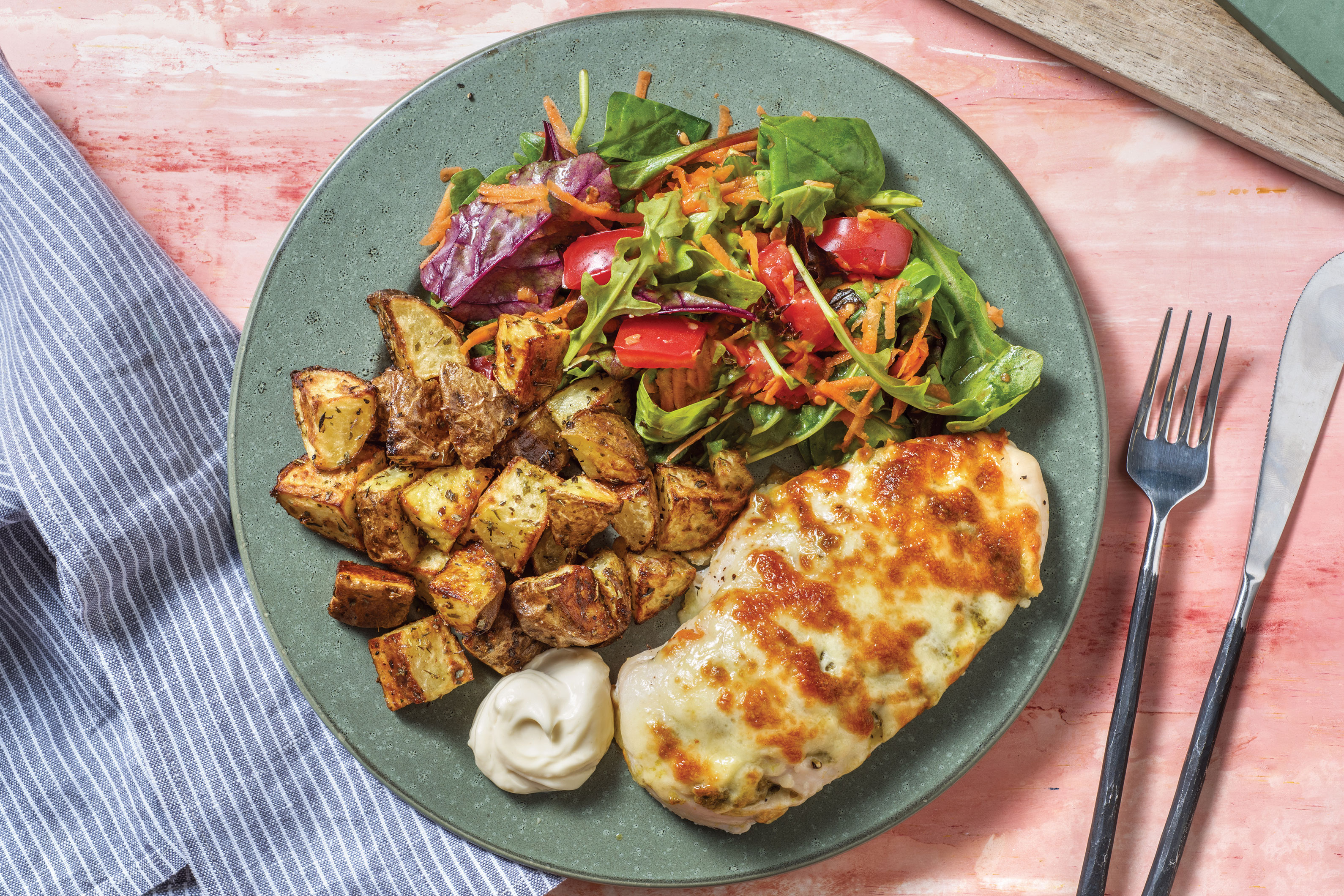 Cheesy Pesto Hasselback Chicken