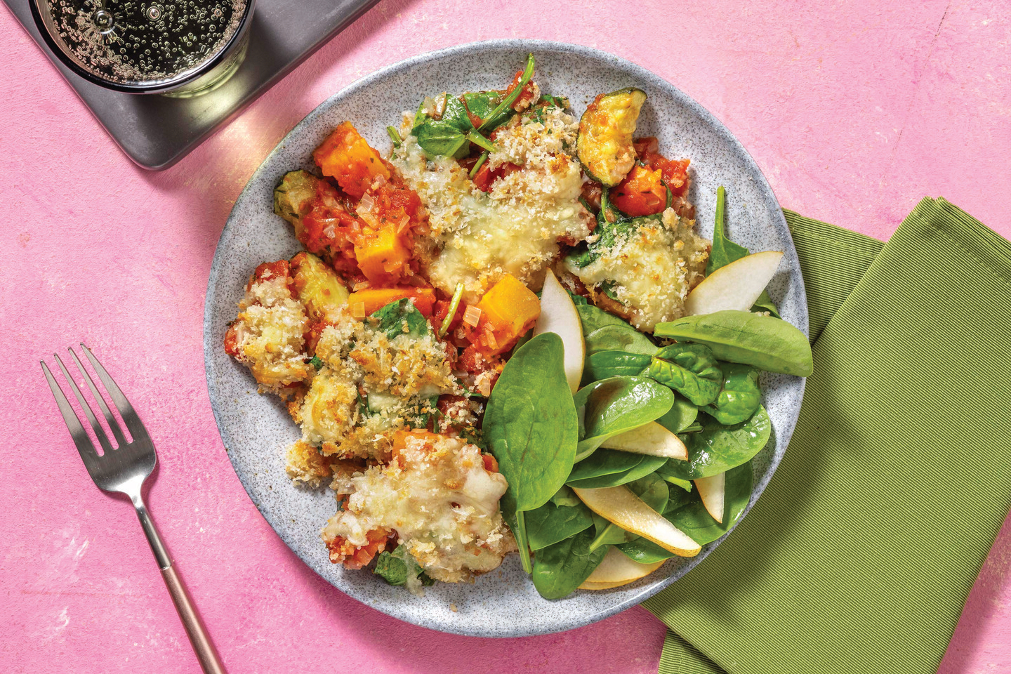 Cheesy Pumpkin, Tomato & Veggie Bake