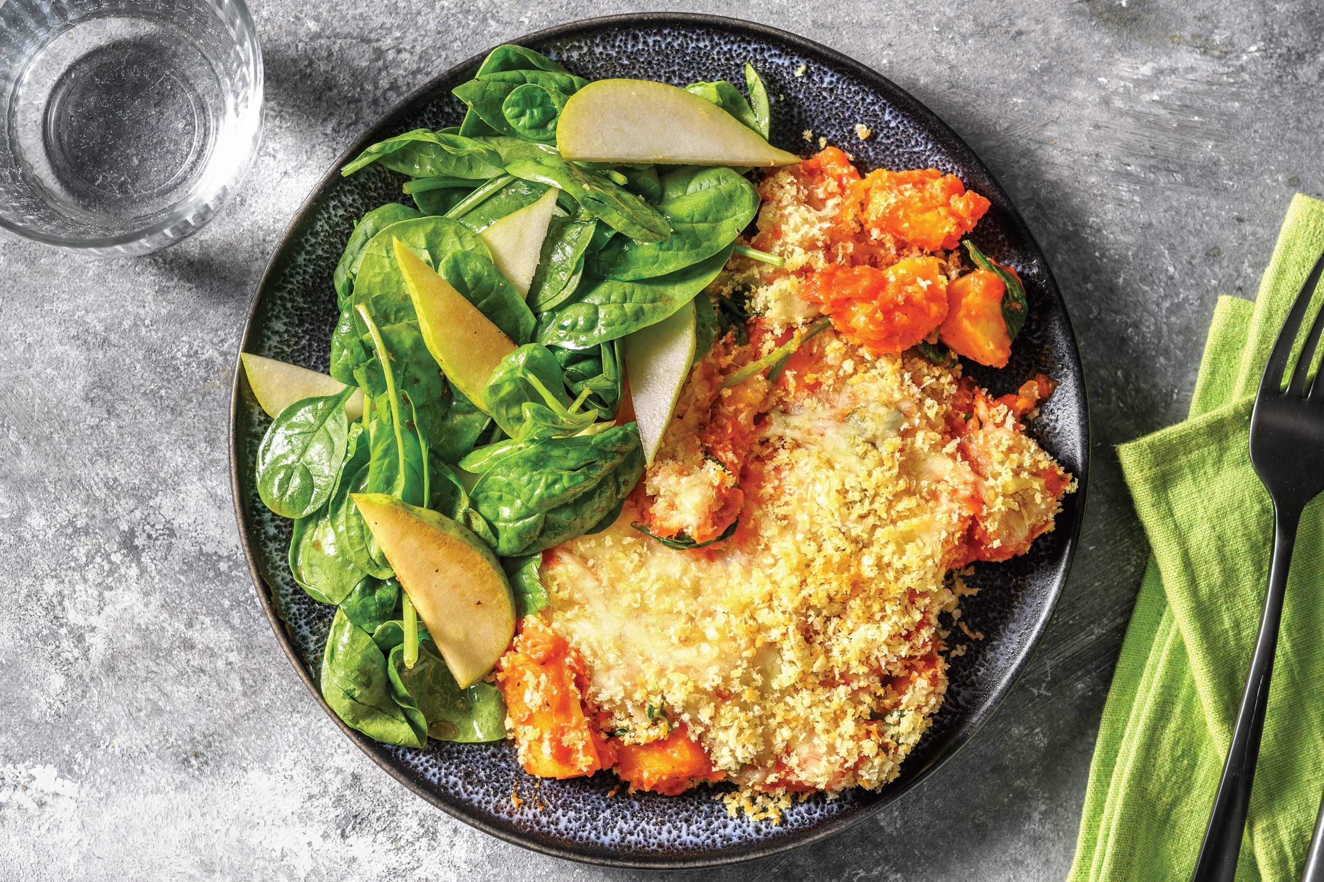 Cheesy Pumpkin & Veggie Bake