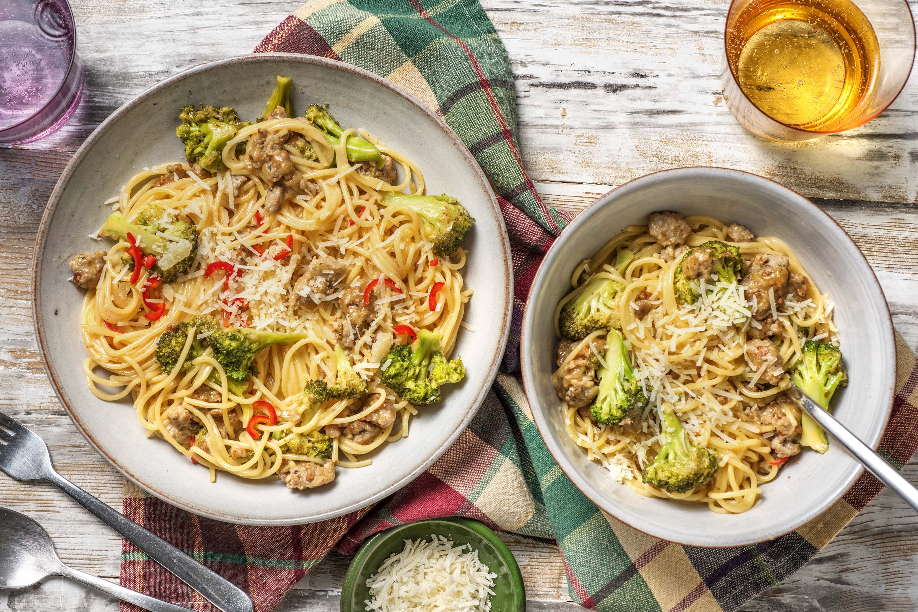 Cheesy Sausage & Broccoli Spaghetti