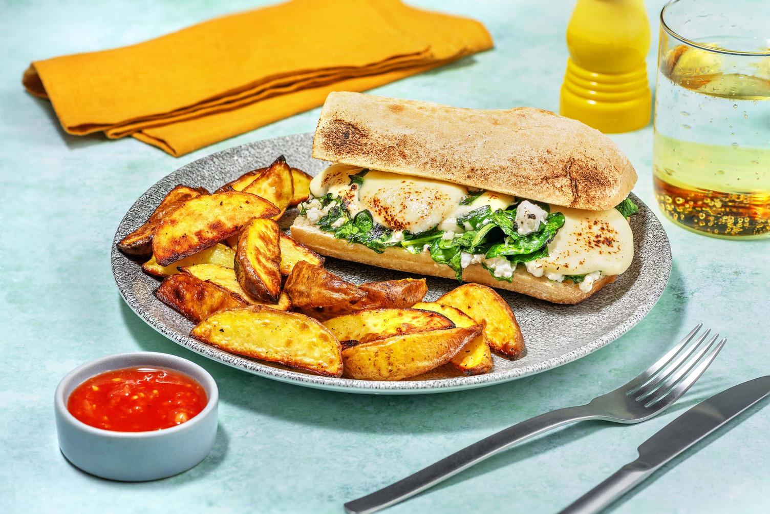 Crispy Ciabatta mit Mozzarella und Feta