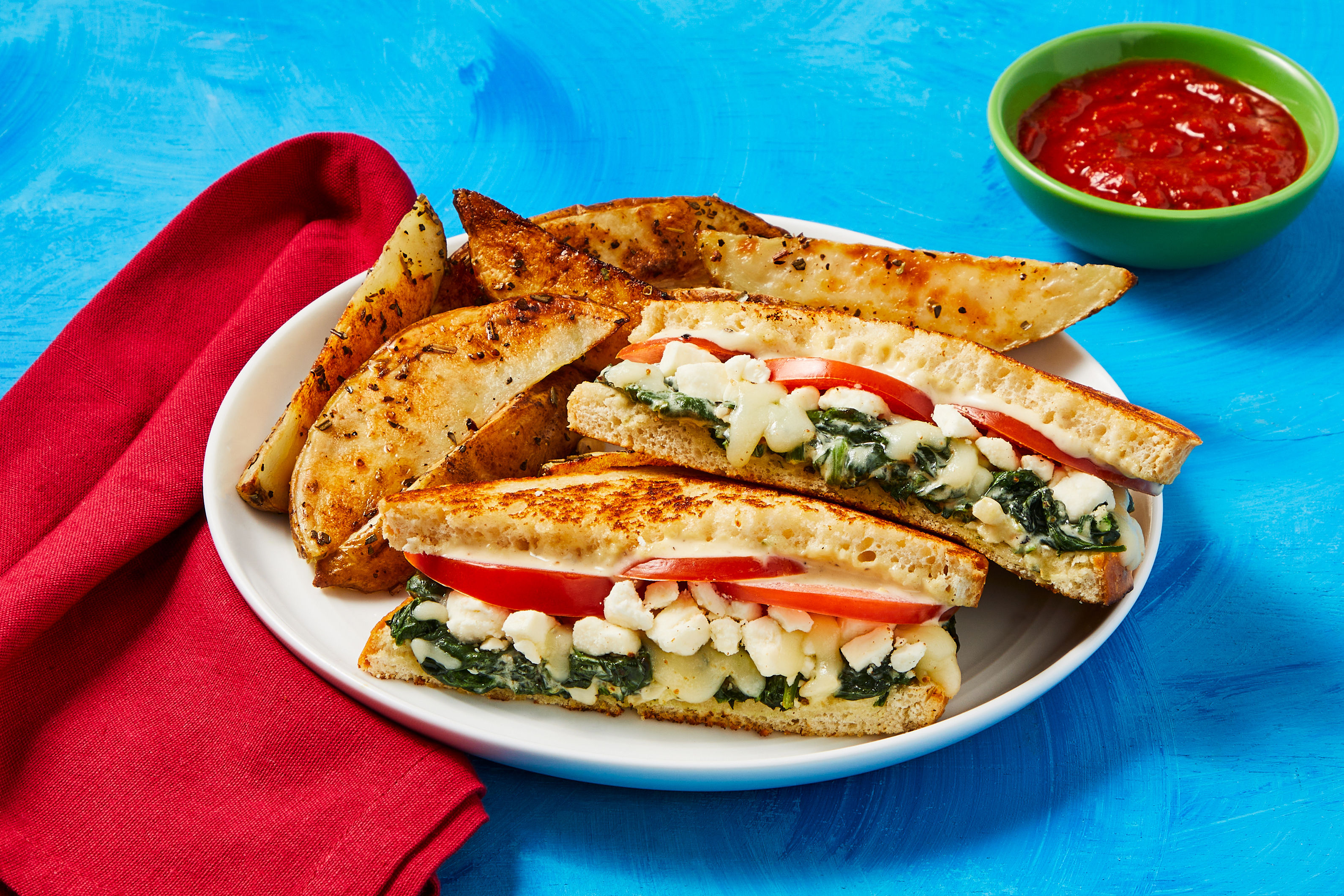 Cheesy Spinach, Tomato & Feta Panini