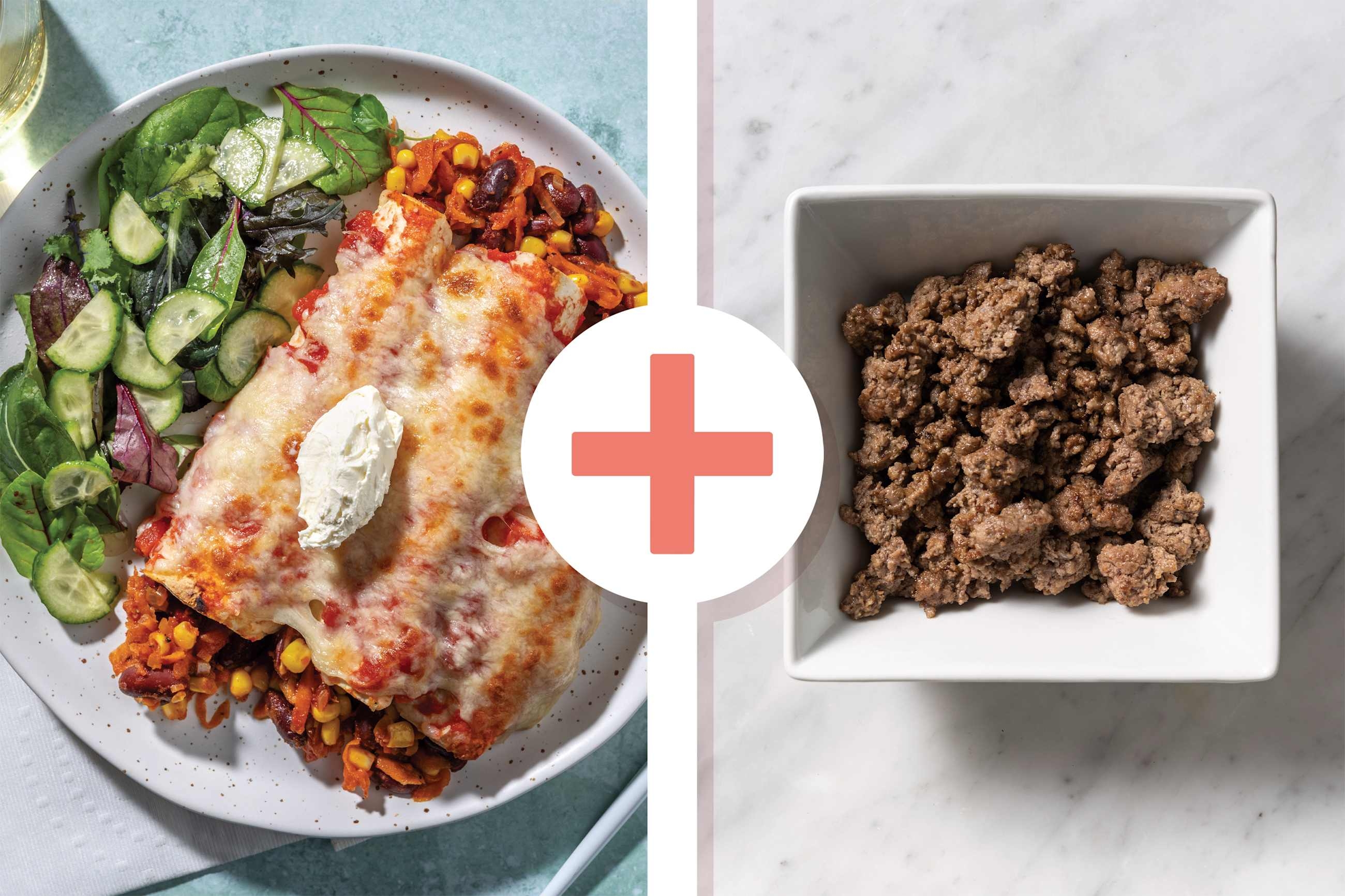 Cheesy Beef & Bean Enchiladas